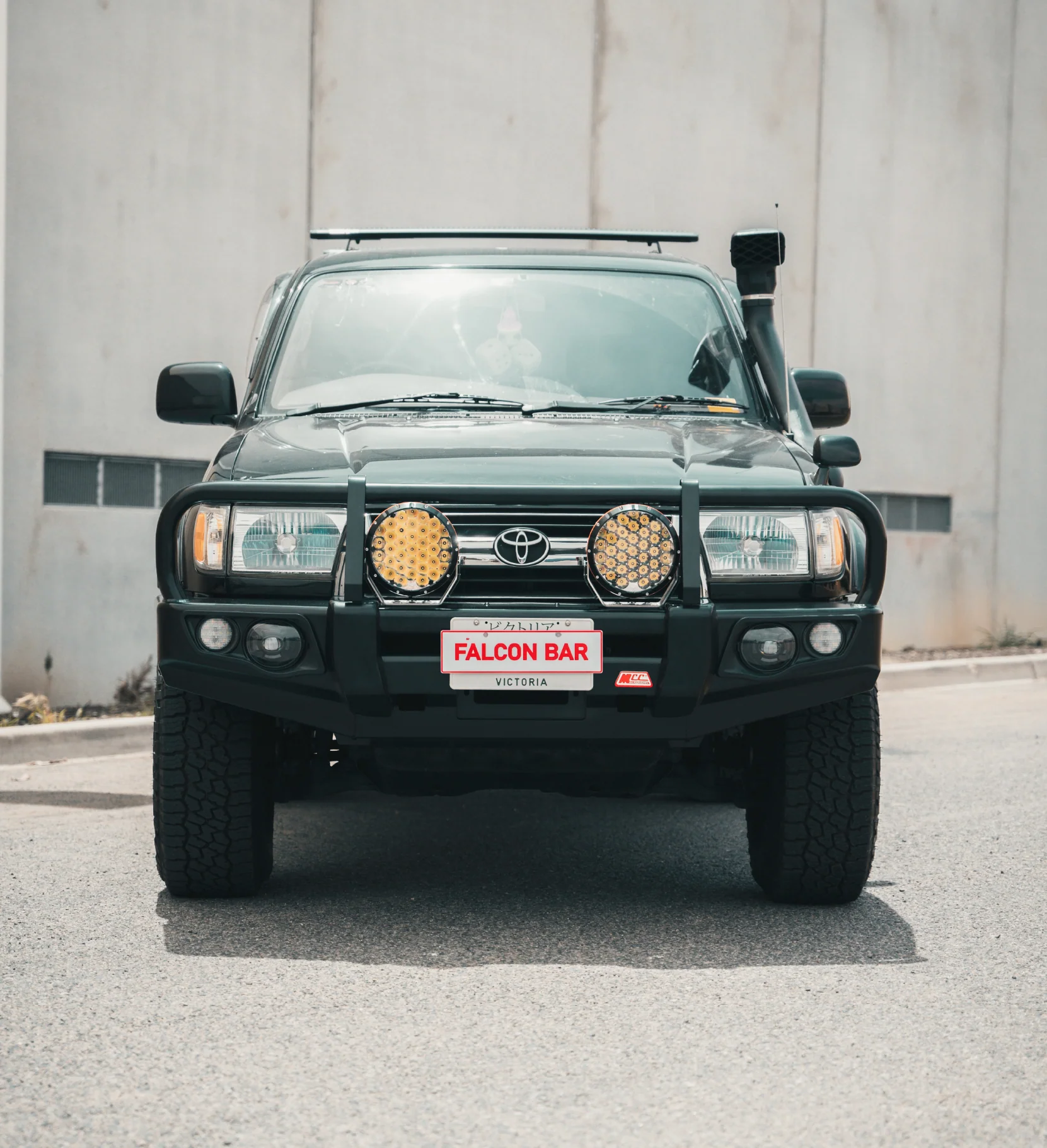 Toyota Surf/4Runner LN185/KZN185 (IFS) 1996-2002 - 707-02 Falcon Bull Bar Black A-Frame Package (LED Foglight) - SKU MCC-01016-185702FOG - Image 3