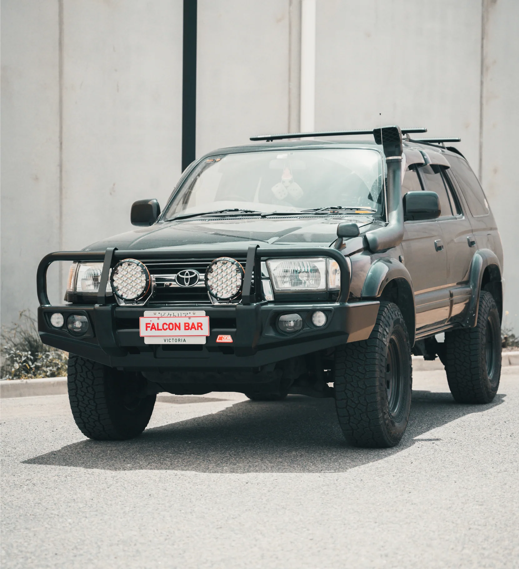 Toyota Surf/4Runner LN185/KZN185 (IFS) 1996-2002 - 707-02 Falcon Bull Bar Black A-Frame Package (LED Foglight) - SKU MCC-01016-185702FOG - Image 4