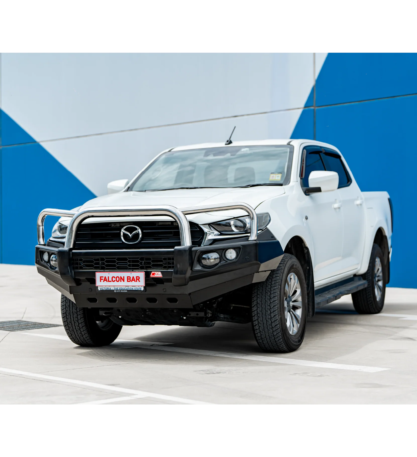 BT50 TF 2021-2025 707-01 Falcon Bull Bar Triple Stainless Loops Package (LED Foglight) - SKU MCC-06004-701FOGUP - Image 2