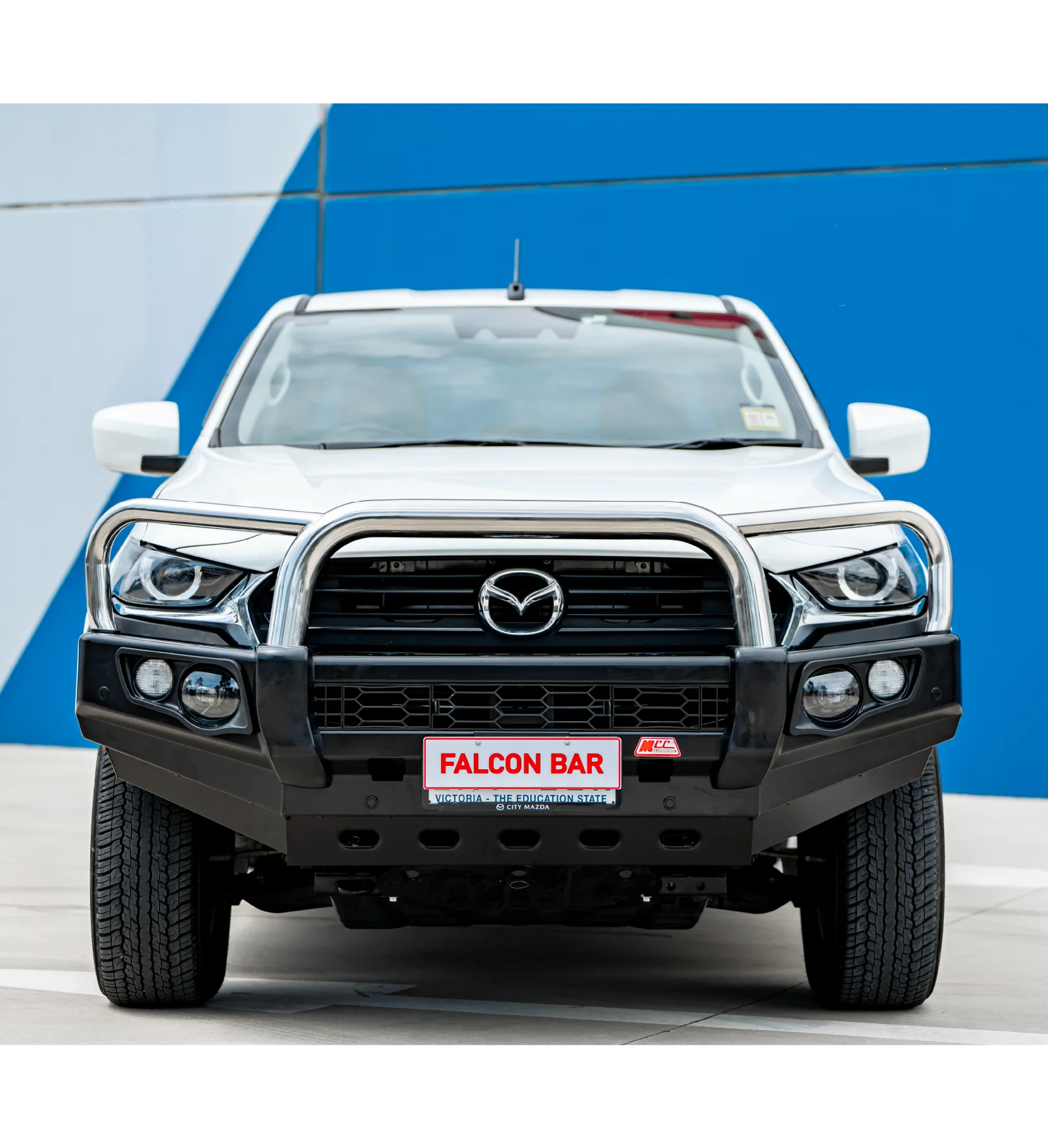BT50 TF 2021-2025 707-01 Falcon Bull Bar Triple Stainless Loops Package (LED Foglight) - SKU MCC-06004-701FOGUP - Image 3