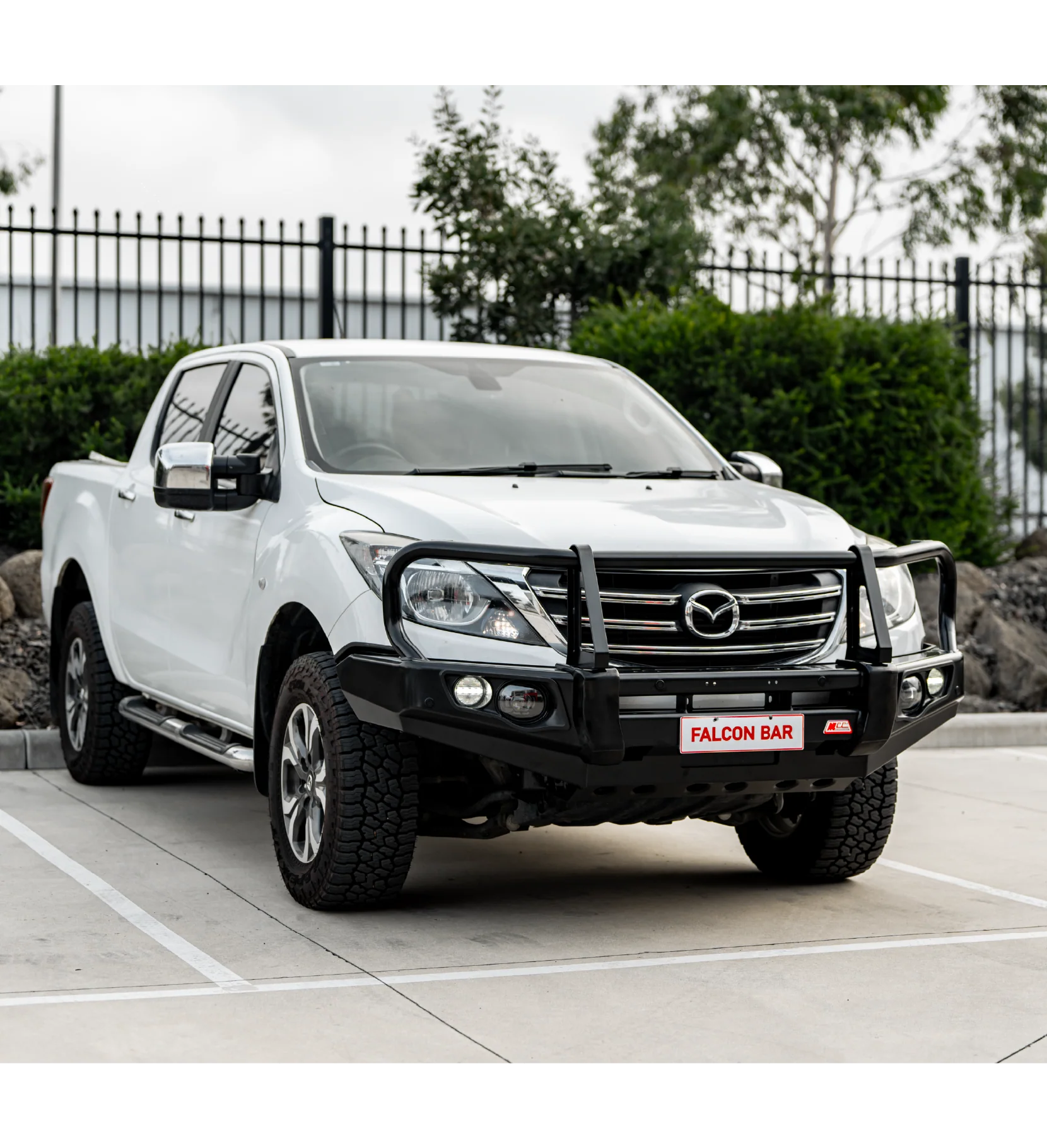 BT50 UP UR 2012-2020 707-02 Falcon Bull Bar Black A-Frame Package (LED Foglight) - SKU MCC-06002-702FOGUP - Image 2