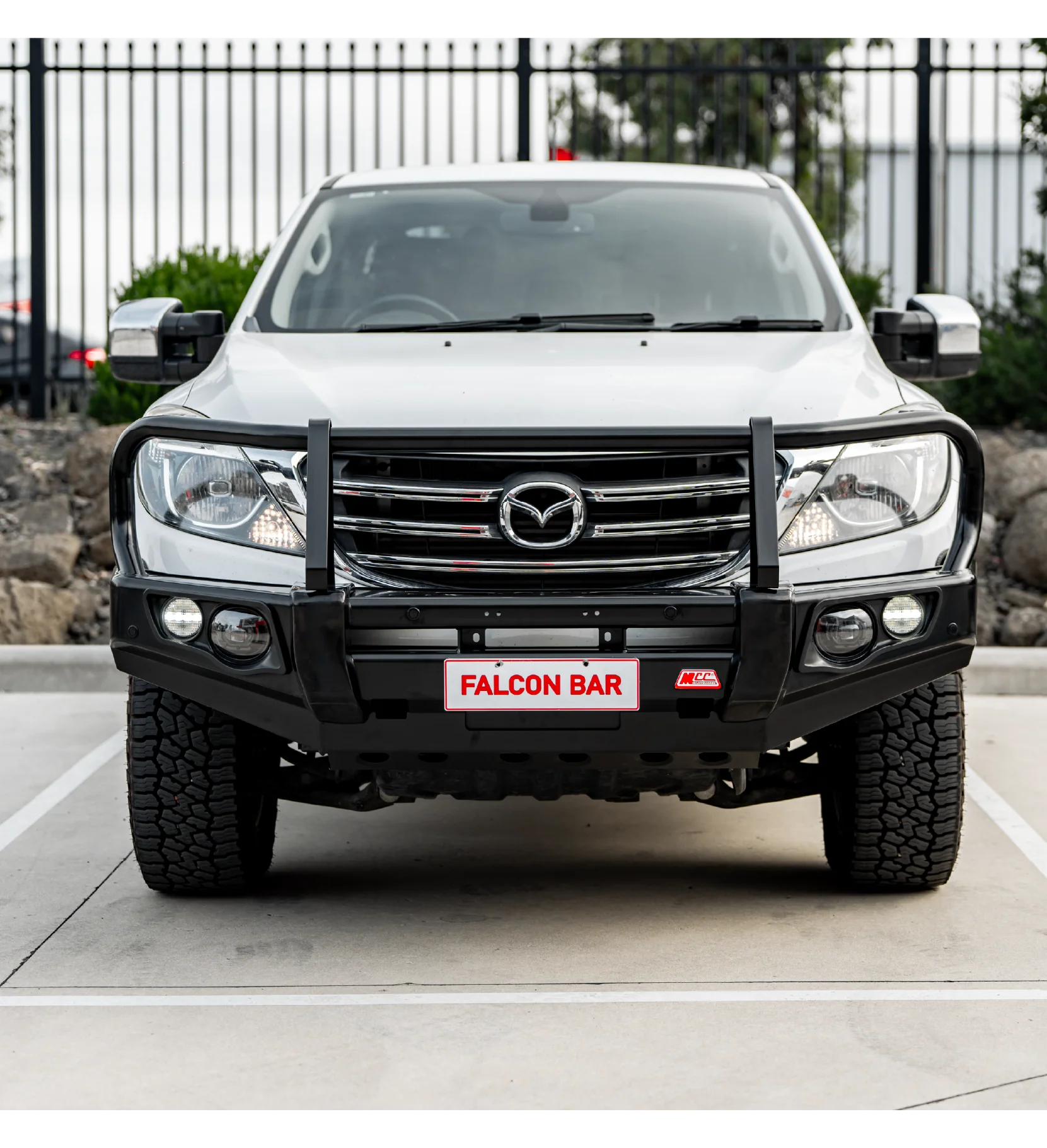 BT50 UP UR 2012-2020 707-02 Falcon Bull Bar Black A-Frame Package (LED Foglight) - SKU MCC-06002-702FOGUP - Image 3