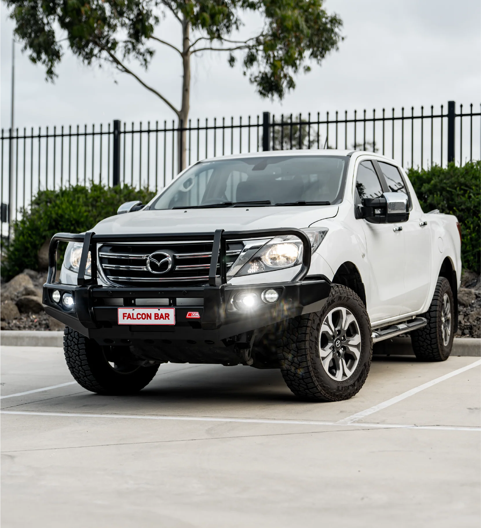 BT50 UP UR 2012-2020 707-02 Falcon Bull Bar Black A-Frame Package (LED Foglight) - SKU MCC-06002-702FOGUP - Image 4