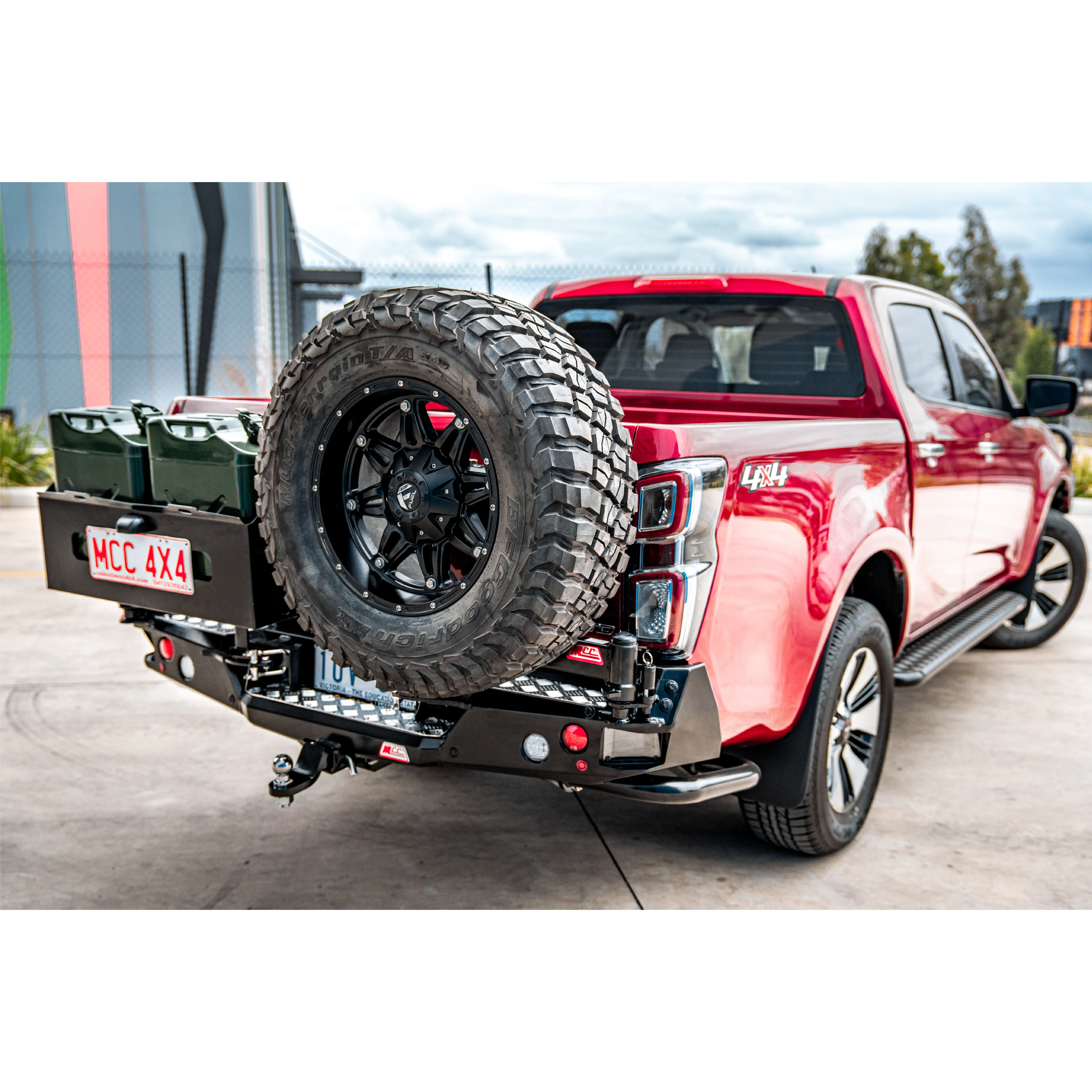 Dmax RG/BT50 TF 2020-Present 022-02 Rear Wheel Carrier Double Jerry Can Holder Package - SKU MCC-08007-202PK3 - Image 2