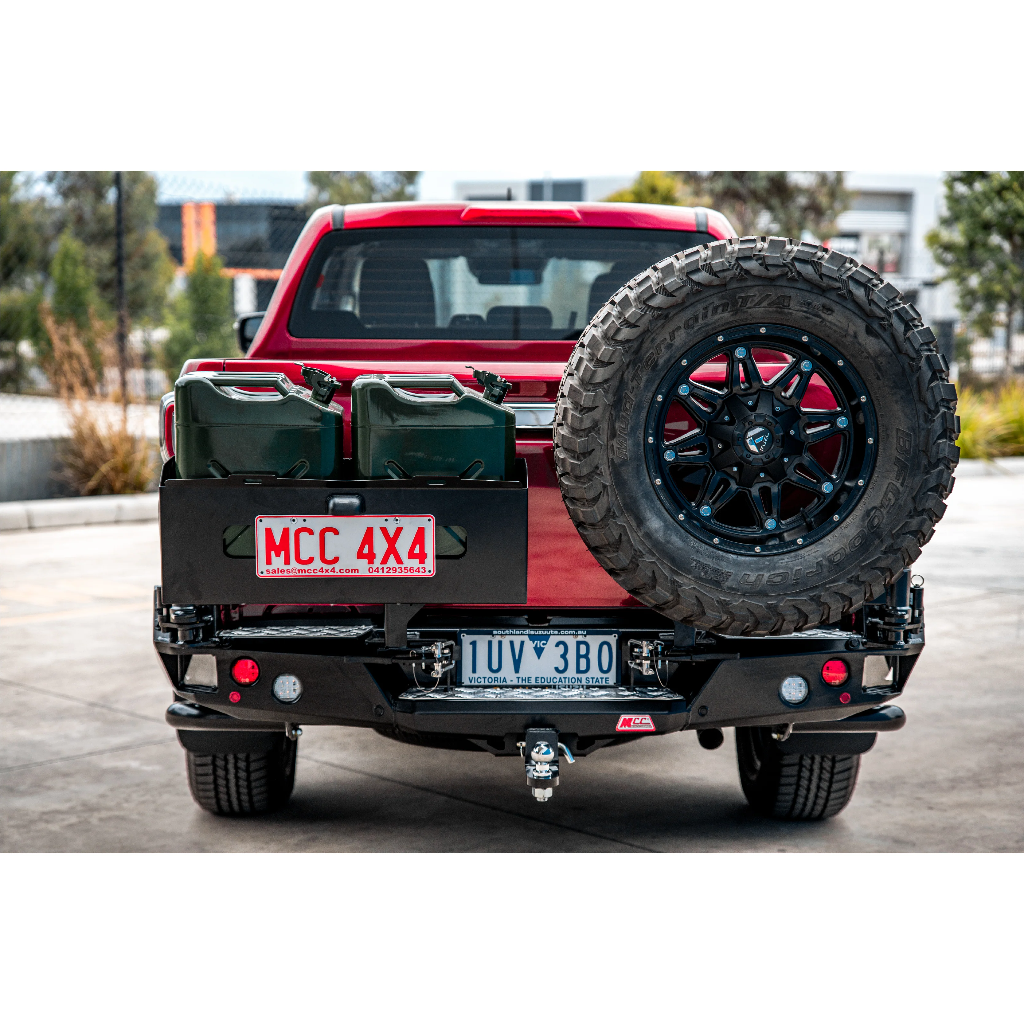 Dmax RG/BT50 TF 2020-Present 022-02 Rear Wheel Carrier Double Jerry Can Holder Package - SKU MCC-08007-202PK3 - Image 3