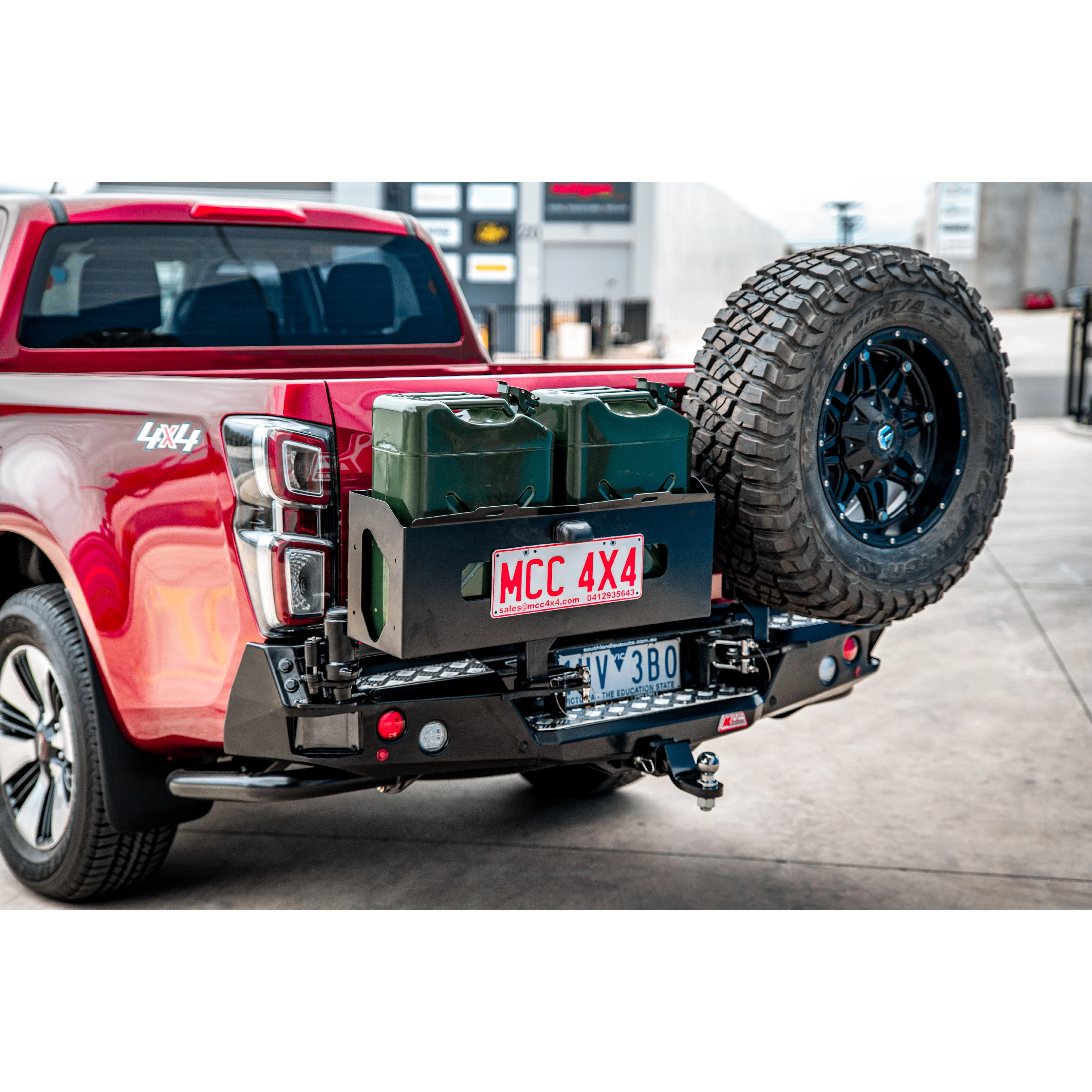 Dmax RG/BT50 TF 2020-Present 022-02 Rear Wheel Carrier Double Jerry Can Holder Package - SKU MCC-08007-202PK3 - Image 4