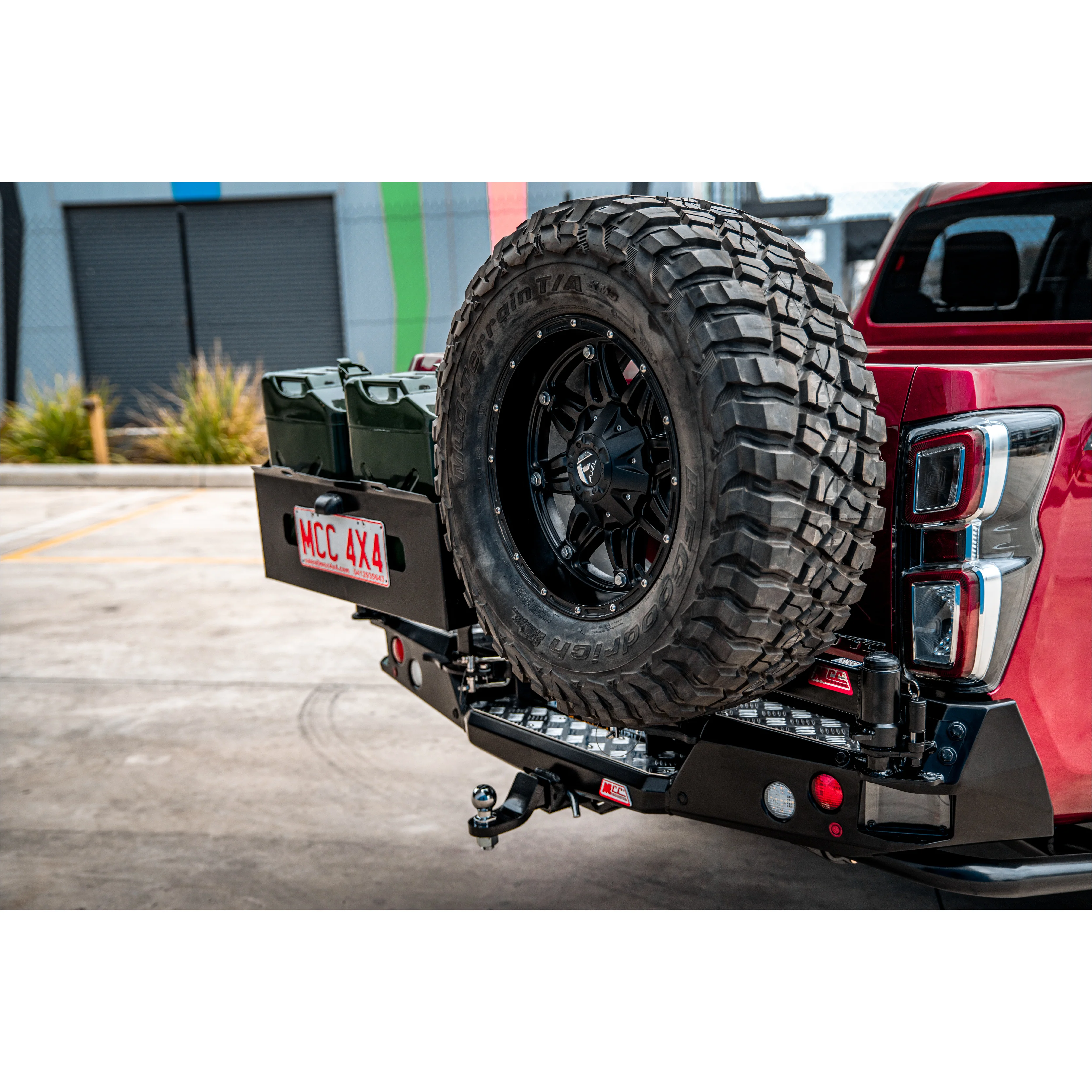Dmax RG/BT50 TF 2020-Present 022-02 Rear Wheel Carrier Double Jerry Can Holder Package - SKU MCC-08007-202PK3 - Image 6