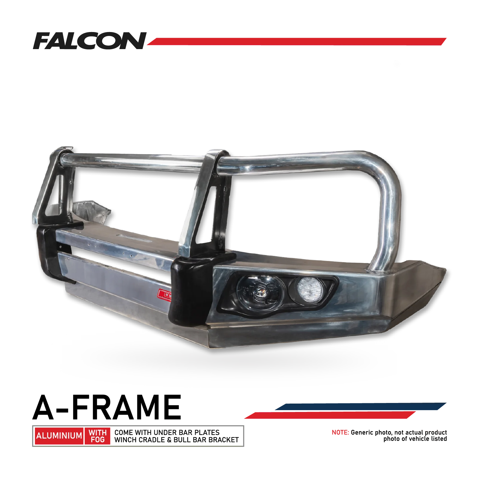 FJ Cruiser XJ10 2006-2017 707-02A Alloy Falcon Bull Bar Black A-Frame Package (LED Foglight) - SKU MCC-01012-702AW