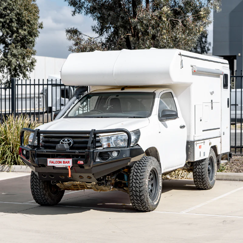 Hilux N80 2016-2025 Narrow 707-02 Falcon Bull Bar Black A-Frame Package (No Foglight) - SKU MCC-01017-702NUP - Image 2