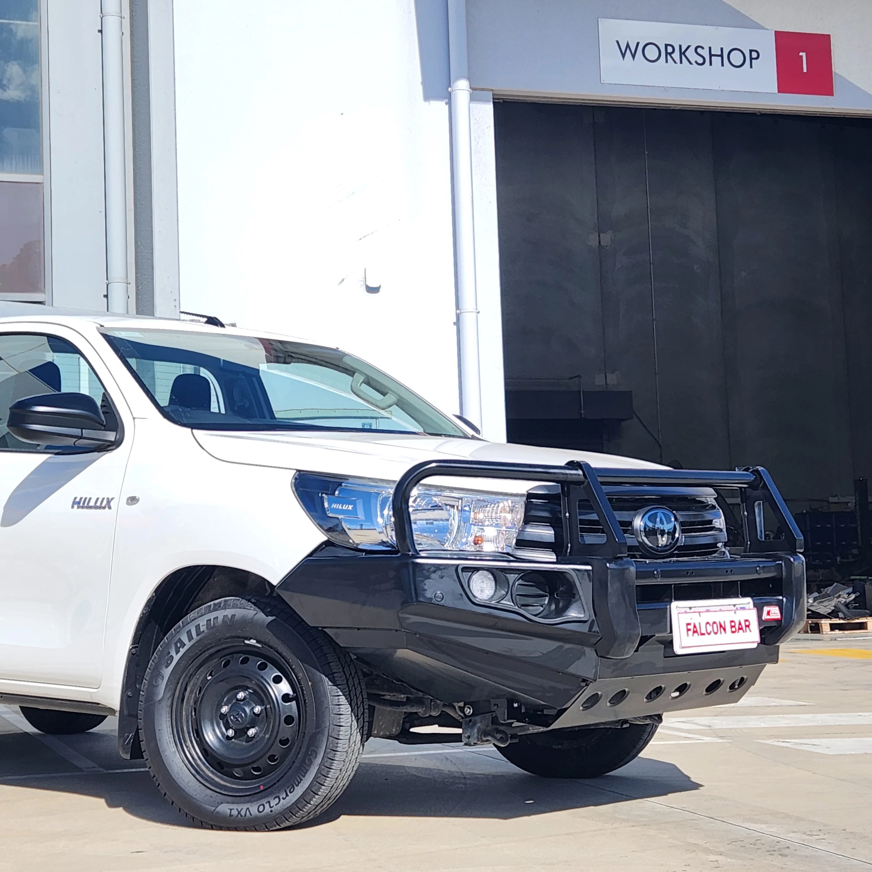Hilux N80 2016-2025 Narrow 707-02 Falcon Bull Bar Black A-Frame Package (No Foglight) - SKU MCC-01017-702NUP - Image 9