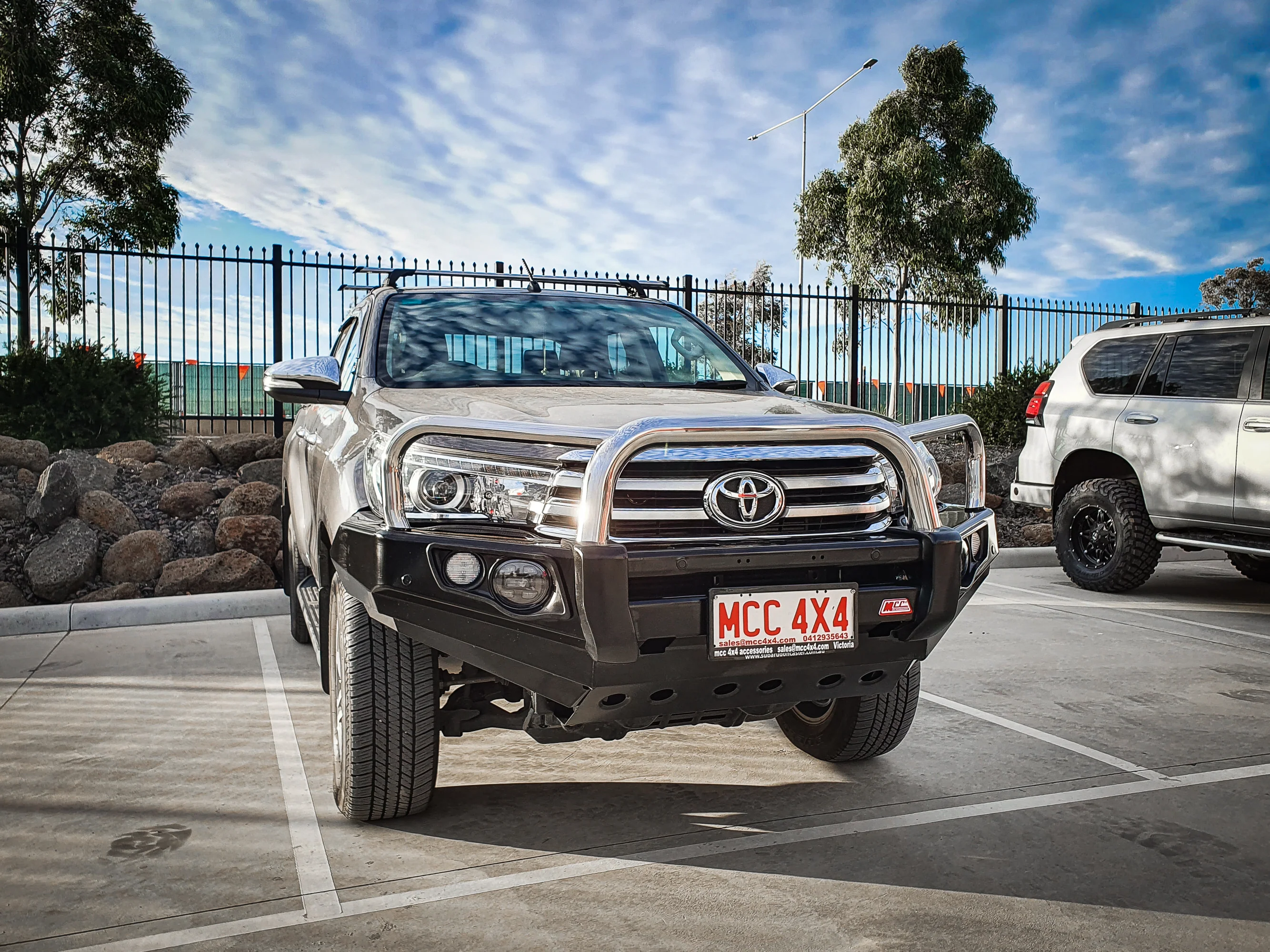 Hilux N80 2016-2020 707-01 Falcon Bull Bar Triple Stainless Loops Package (LED Foglight) - SKU MCC-01017-701FOGUP - Image 4