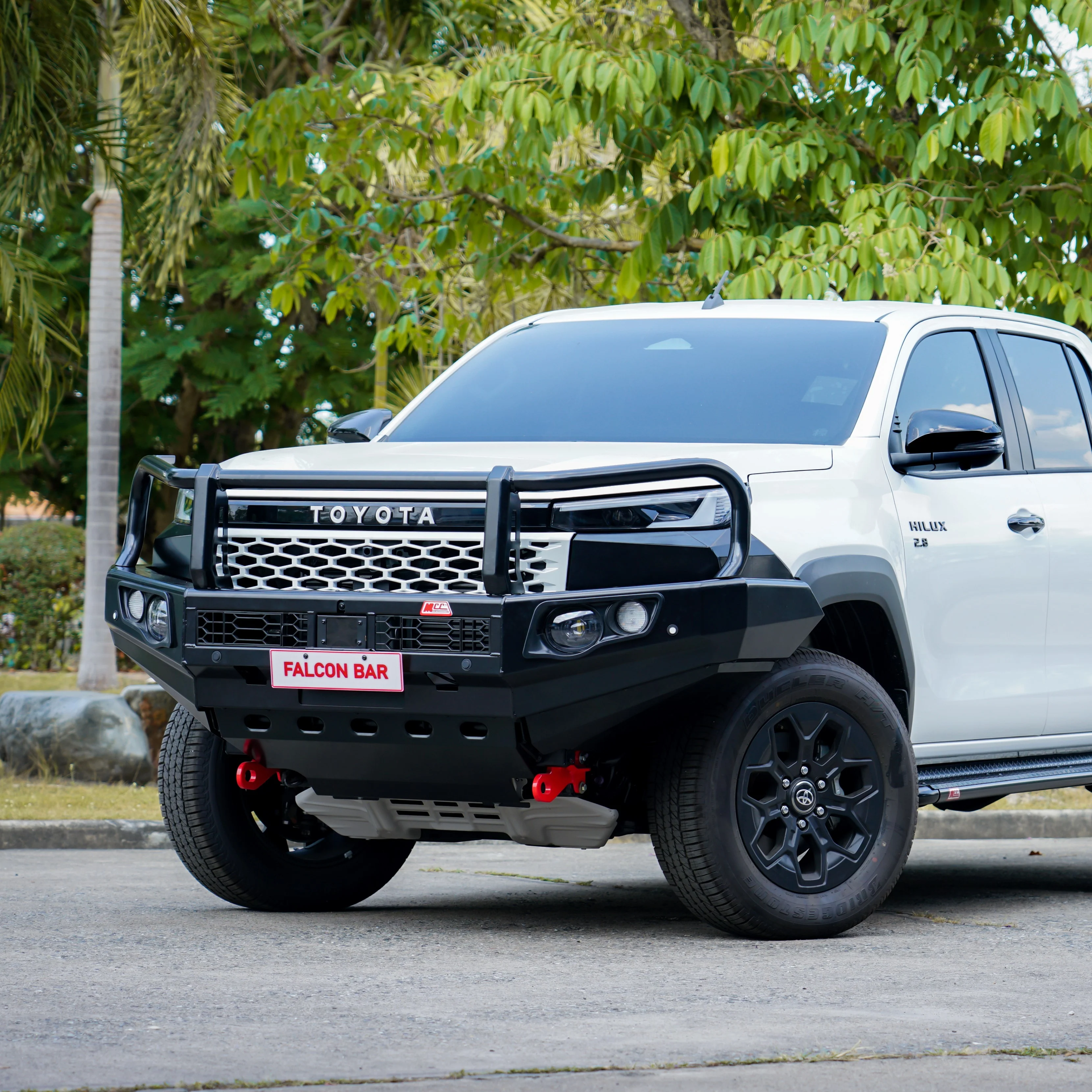 Hilux 2026-On (9th Gen) 707-02 Falcon Bull Bar Black A-Frame Package (LED Foglight) - Image 2