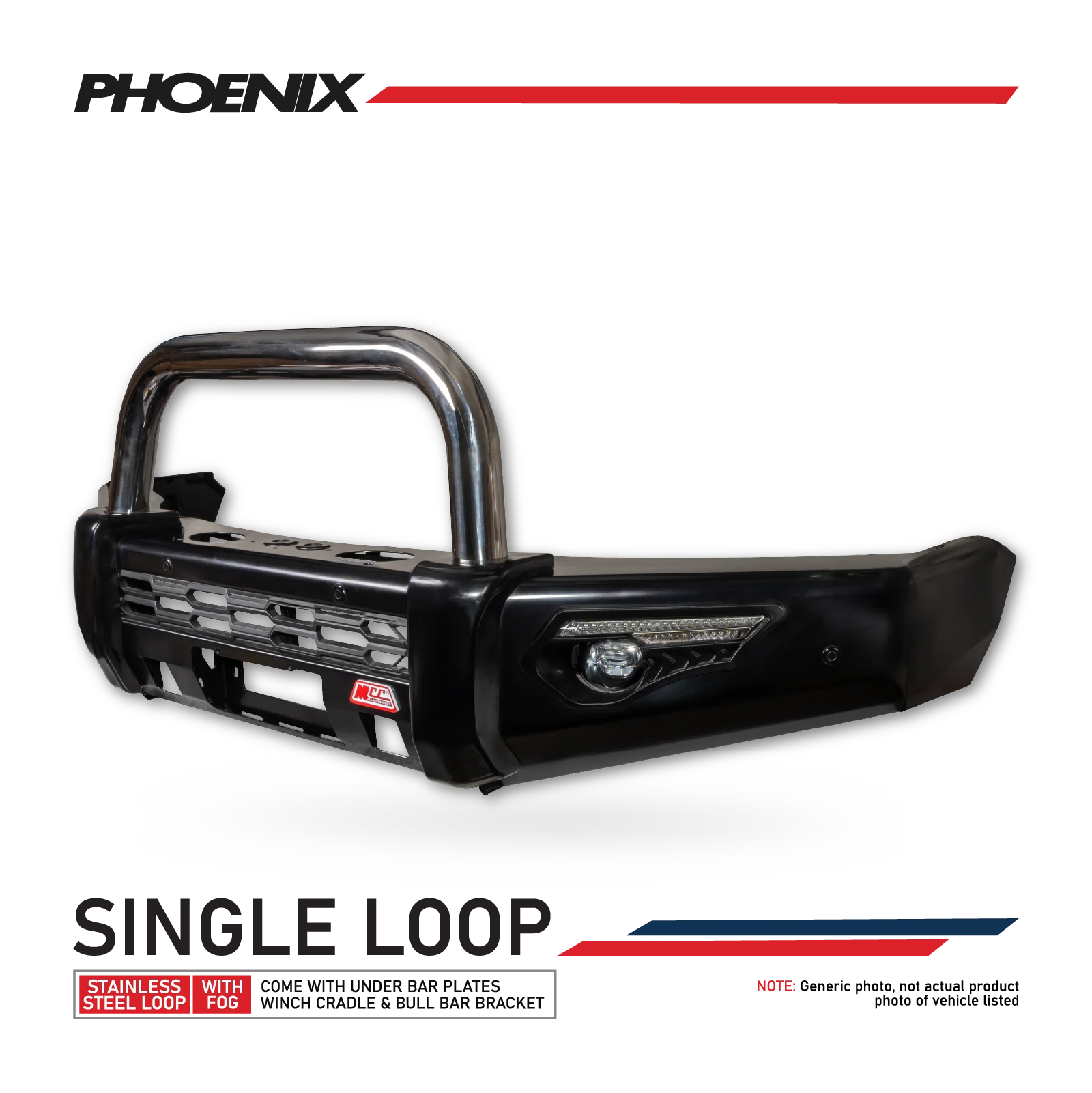 Dmax RG 2020-Present 808-01 Phoenix Bull Bar Single Stainless Loop Package - SKU MCC-08007-801SSL