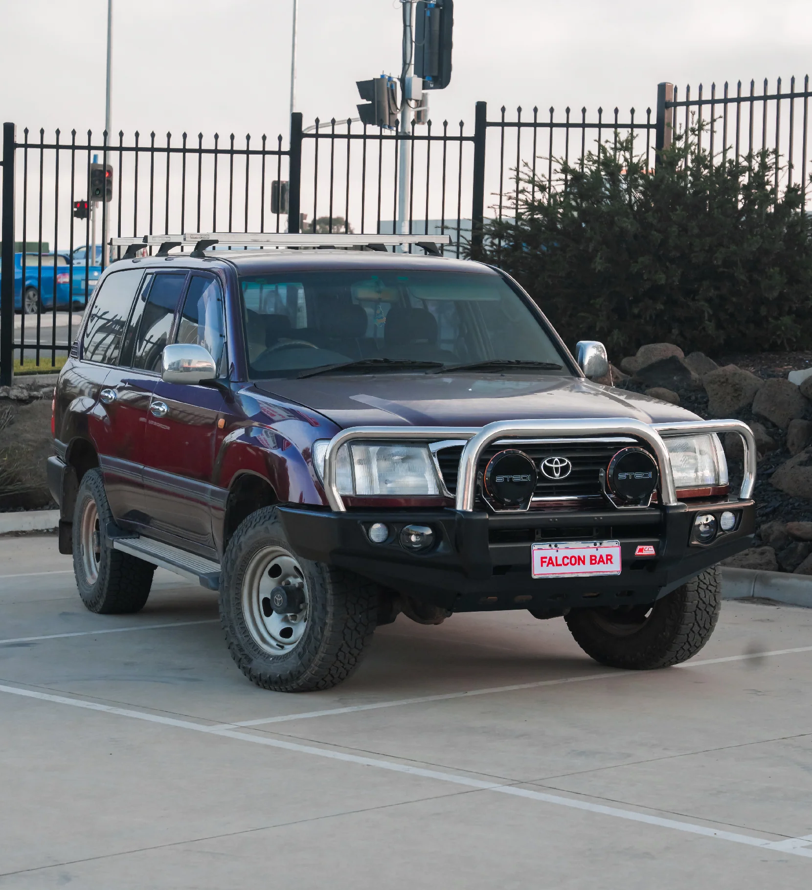 Land Cruiser 100 series 1998-2007 707-01 Falcon Bull Bar Triple Stainless Loops Package (LED Foglight) - SKU MCC-01007-701FOGUP - Image 5