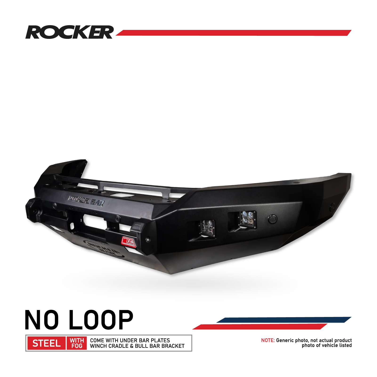 Land Cruiser 100 series 1998-2007 078-01SQ Rocker Bull Bar No Loop Package - SKU MCC-01007-7801SQ