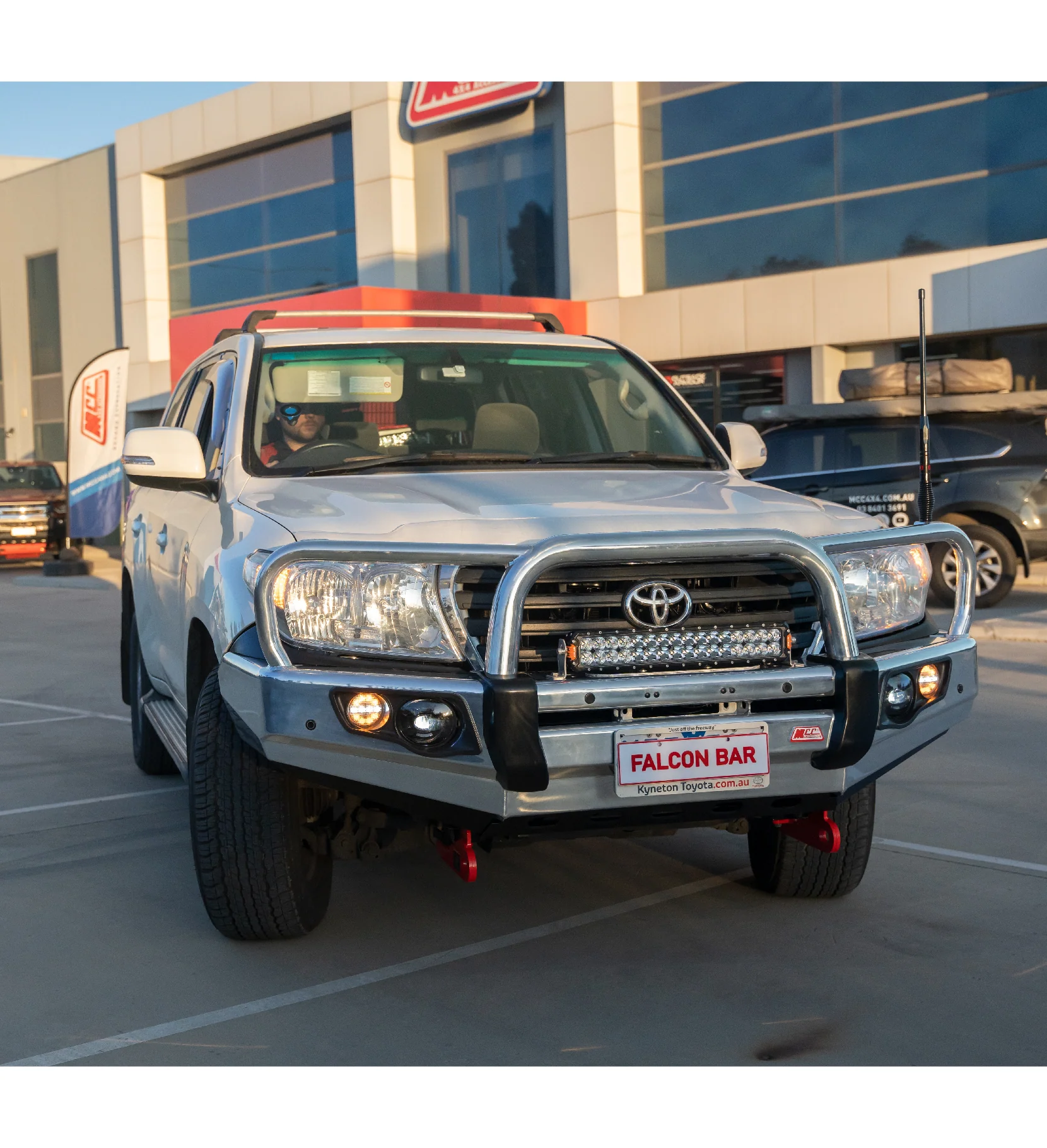 Land Cruiser 200 series prefacelift 2007-2015 707-01A Alloy Falcon Bull Bar Triple Loops Package (LED Foglight) - SKU MCC-01008-701AW - Image 2