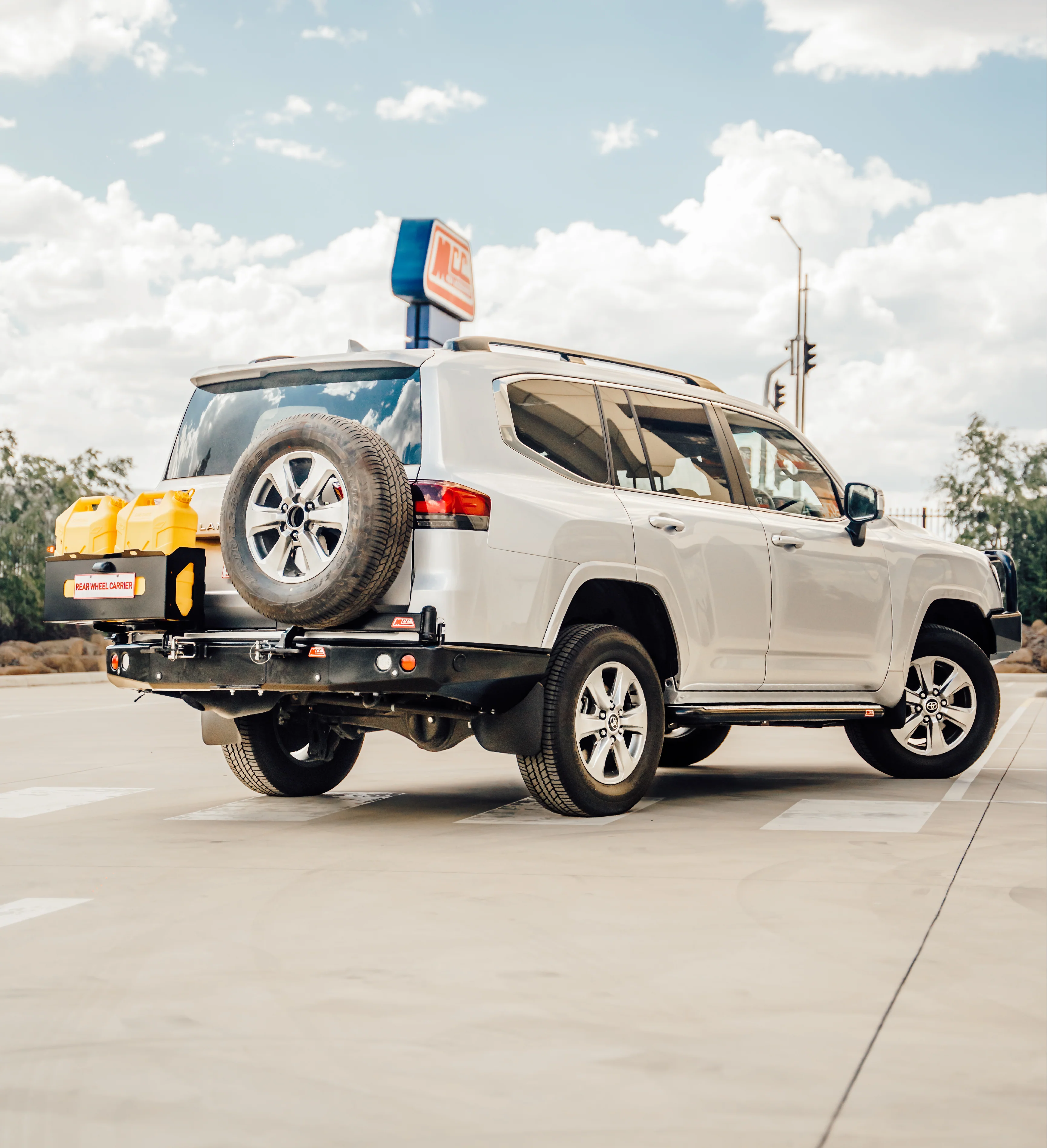 Land Cruiser 300 Series 2022-On - Bumper Cut 022-02 Rear Wheel Carrier Double Jerry Can Holder Package - SKU MCC-01023-202PK3 - Image 2