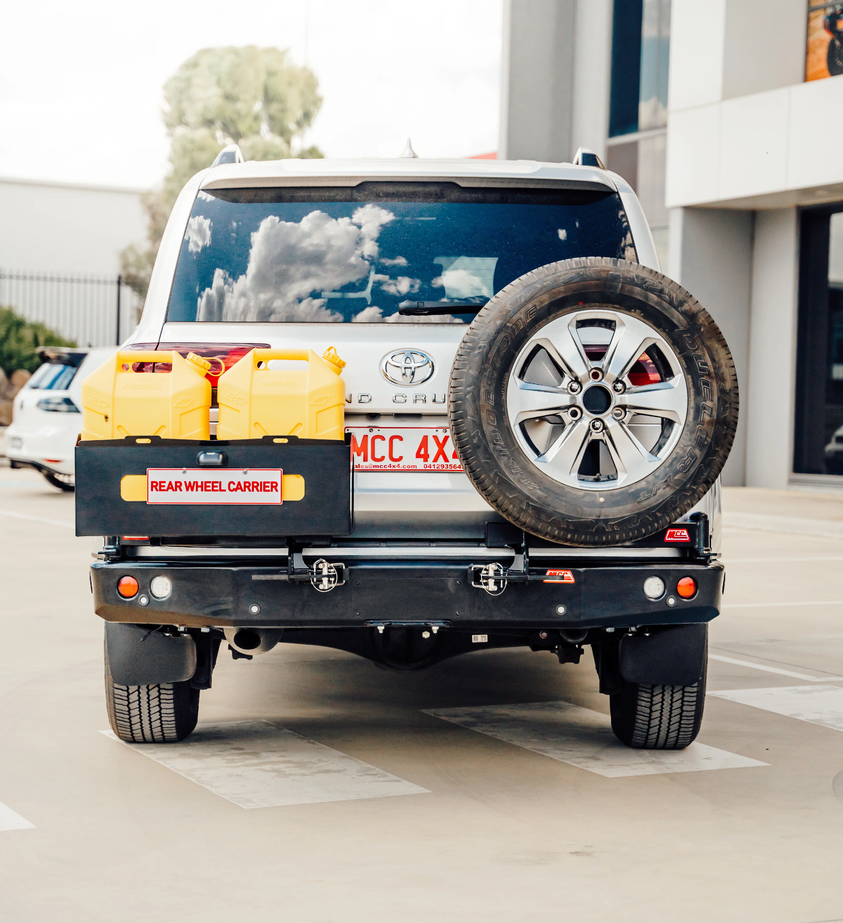 Land Cruiser 300 Series 2022-On - Bumper Cut 022-02 Rear Wheel Carrier Double Jerry Can Holder Package - SKU MCC-01023-202PK3 - Image 3