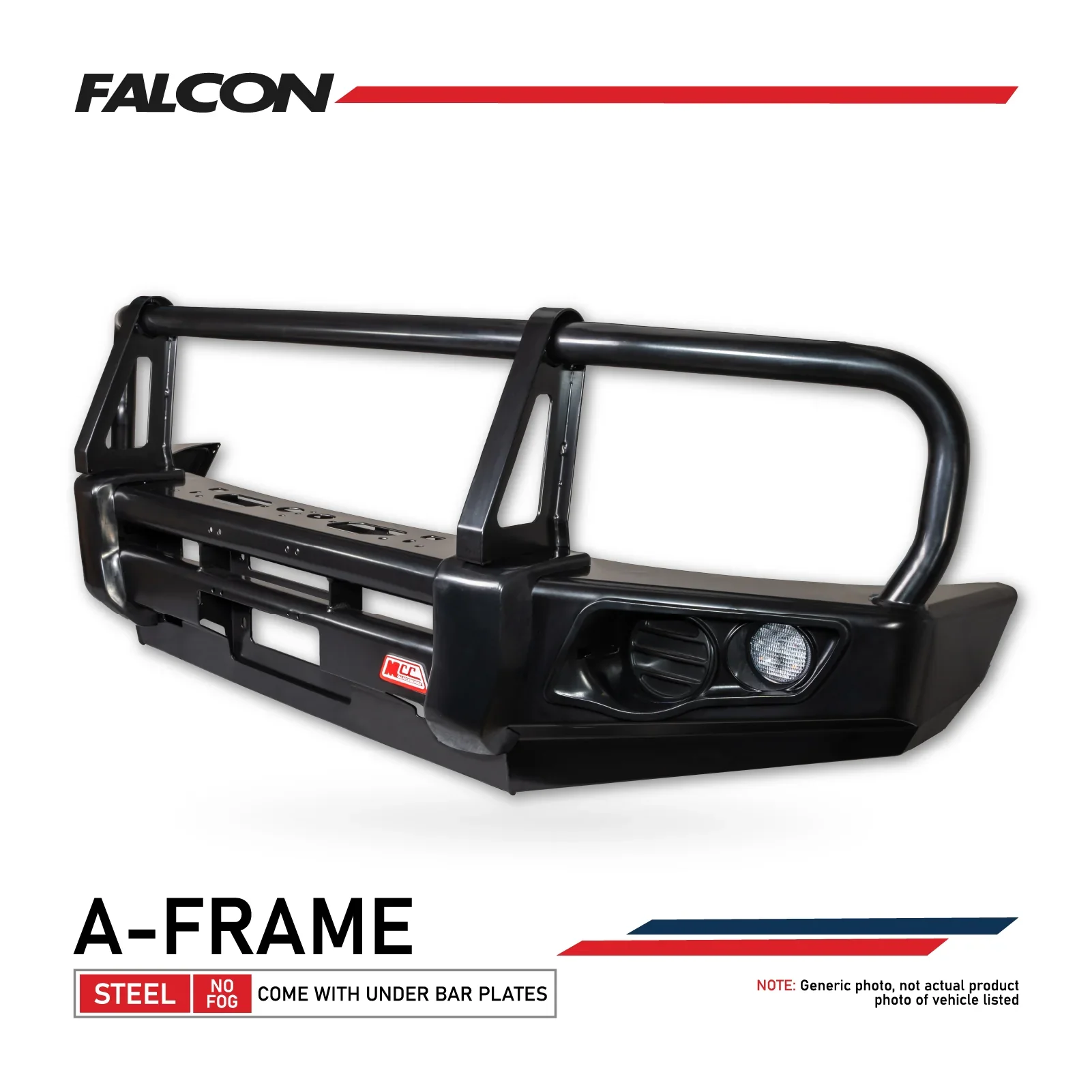 Patrol GQ (Wagon) 1987-1997 707-02 Falcon Bull Bar Black A-Frame Package (No Foglight) - SKU MCC-03001-702