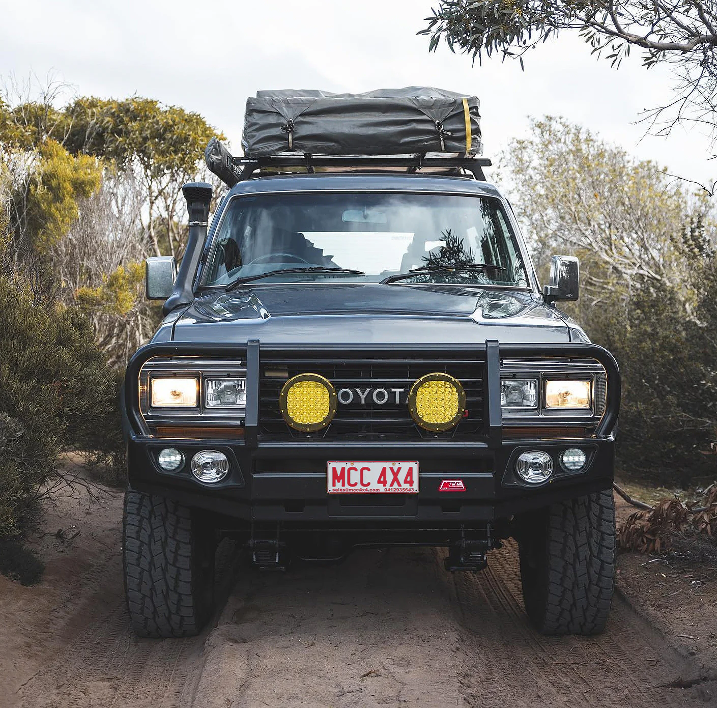 Land Cruiser 60 series 1980-1990 707-02 Falcon Bull Bar Black A-Frame Package (No Foglight) - SKU MCC-01013-702 - Image 3