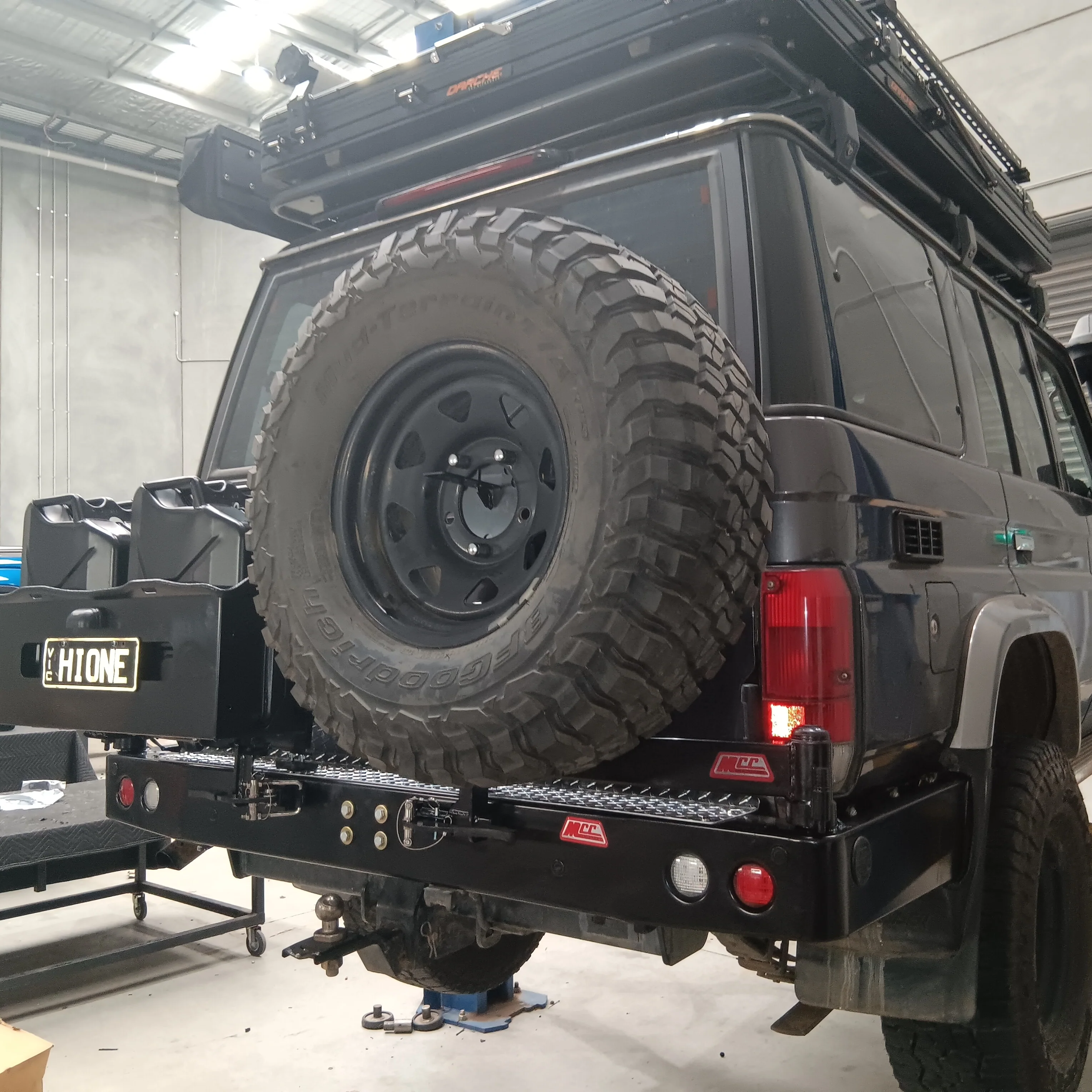 Land Cruiser 70 series 1984-2022 022-02 Rear Wheel Carrier Double Jerry Can Holder Package - SKU MCC-01003-202PK3 - Image 3
