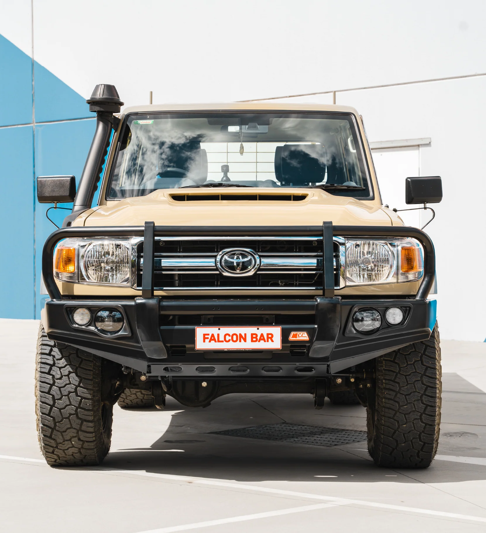 Land Cruiser 70 series 2007-2022 707-02 Falcon Bull Bar Black A-Frame Package (LED Foglight) - SKU MCC-01005-702FOGUP - Image 3