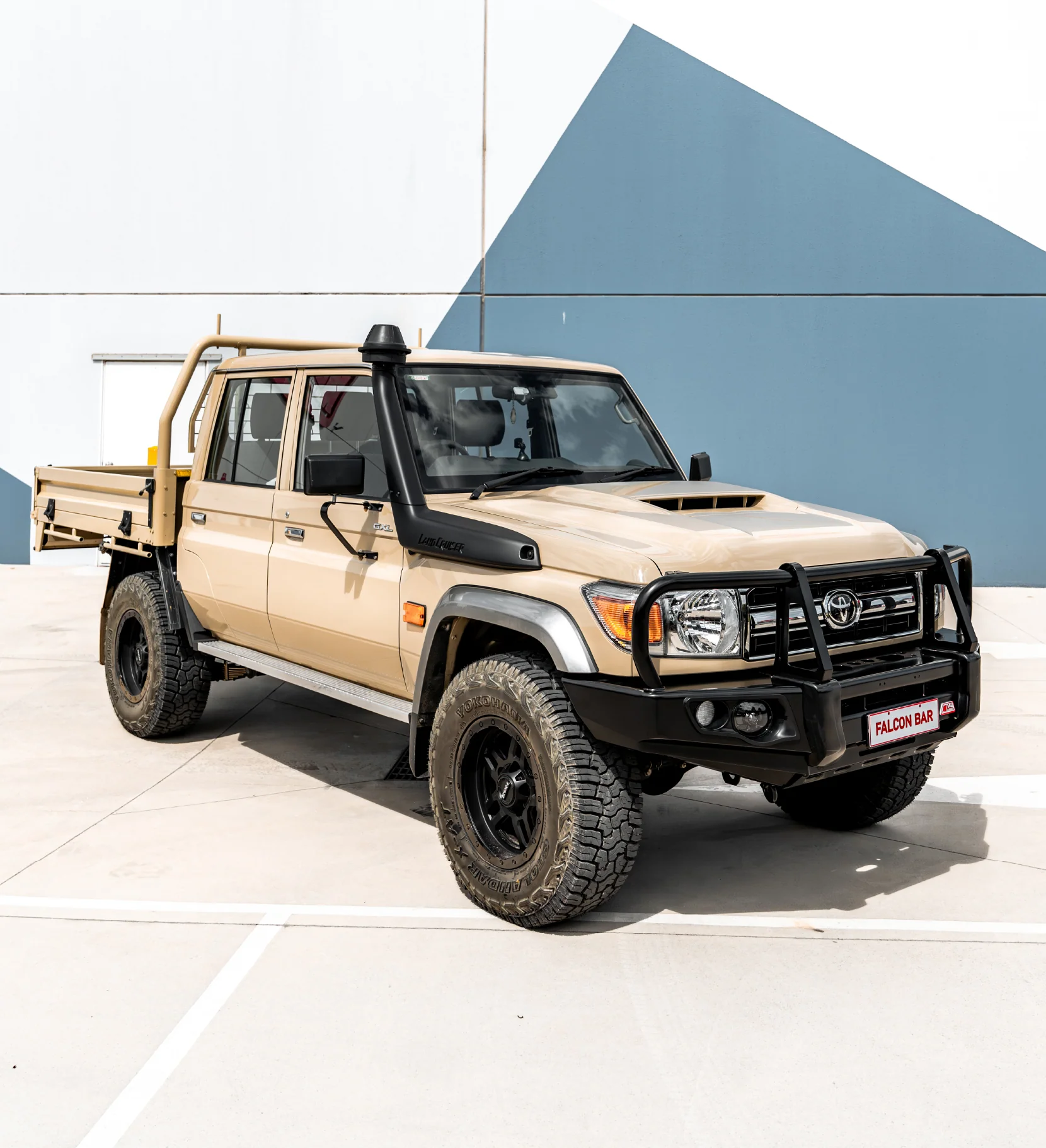 Land Cruiser 70 series 2007-2022 707-02 Falcon Bull Bar Black A-Frame Package (LED Foglight) - SKU MCC-01005-702FOGUP - Image 5