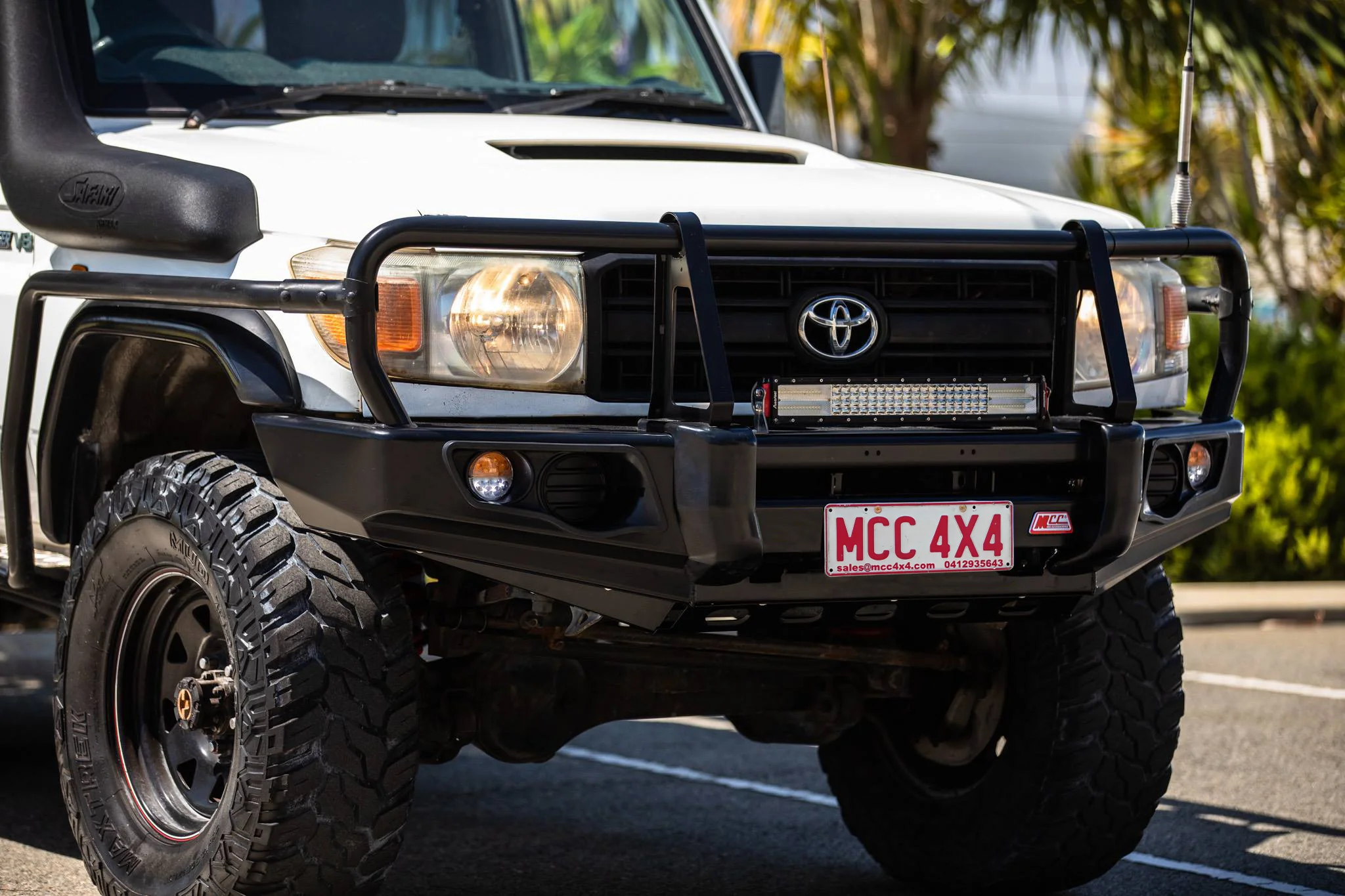 Land Cruiser 70 series 2007-2022 707-02 Falcon Bull Bar Black A-Frame Package (No Foglight) - SKU MCC-01005-702UP - Image 2