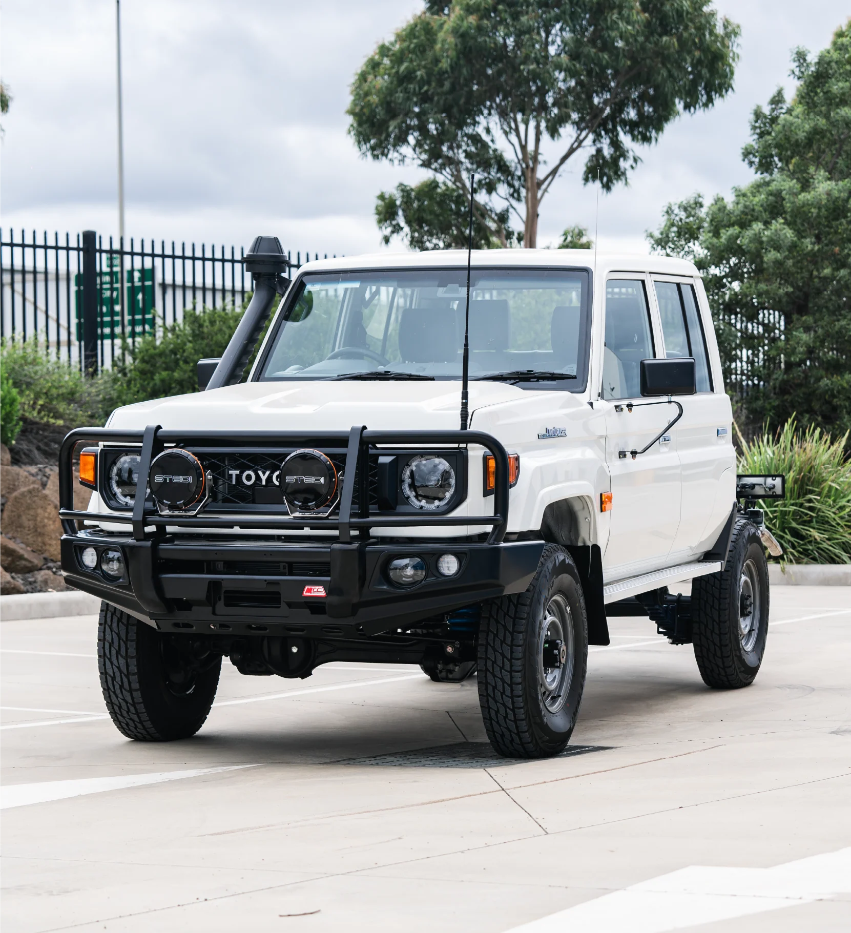 Land Cruiser 70s Series 2024-On - 707-02 Falcon Bull Bar Black A-Frame Package (LED Foglight) - SKU MCC-01024-702FOGUP - Image 8
