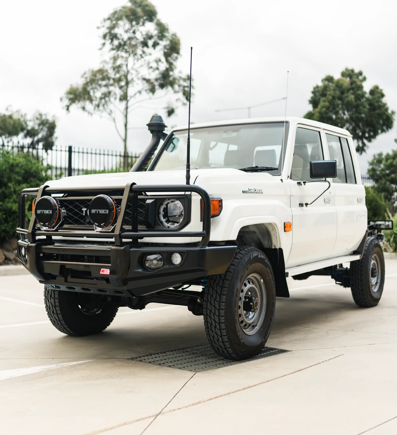 Land Cruiser 70s Series 2024-On - 707-02 Falcon Bull Bar Black A-Frame Package (LED Foglight) - SKU MCC-01024-702FOGUP - Image 9