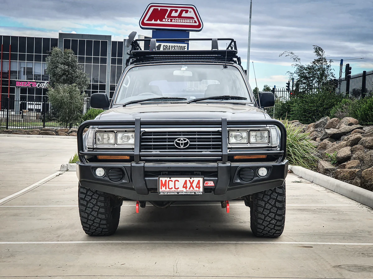 Land Cruiser 80 series 1990-1998 707-02 Falcon Bull Bar Black A-Frame Package (No Foglight) - SKU MCC-01006-702UP - Image 4