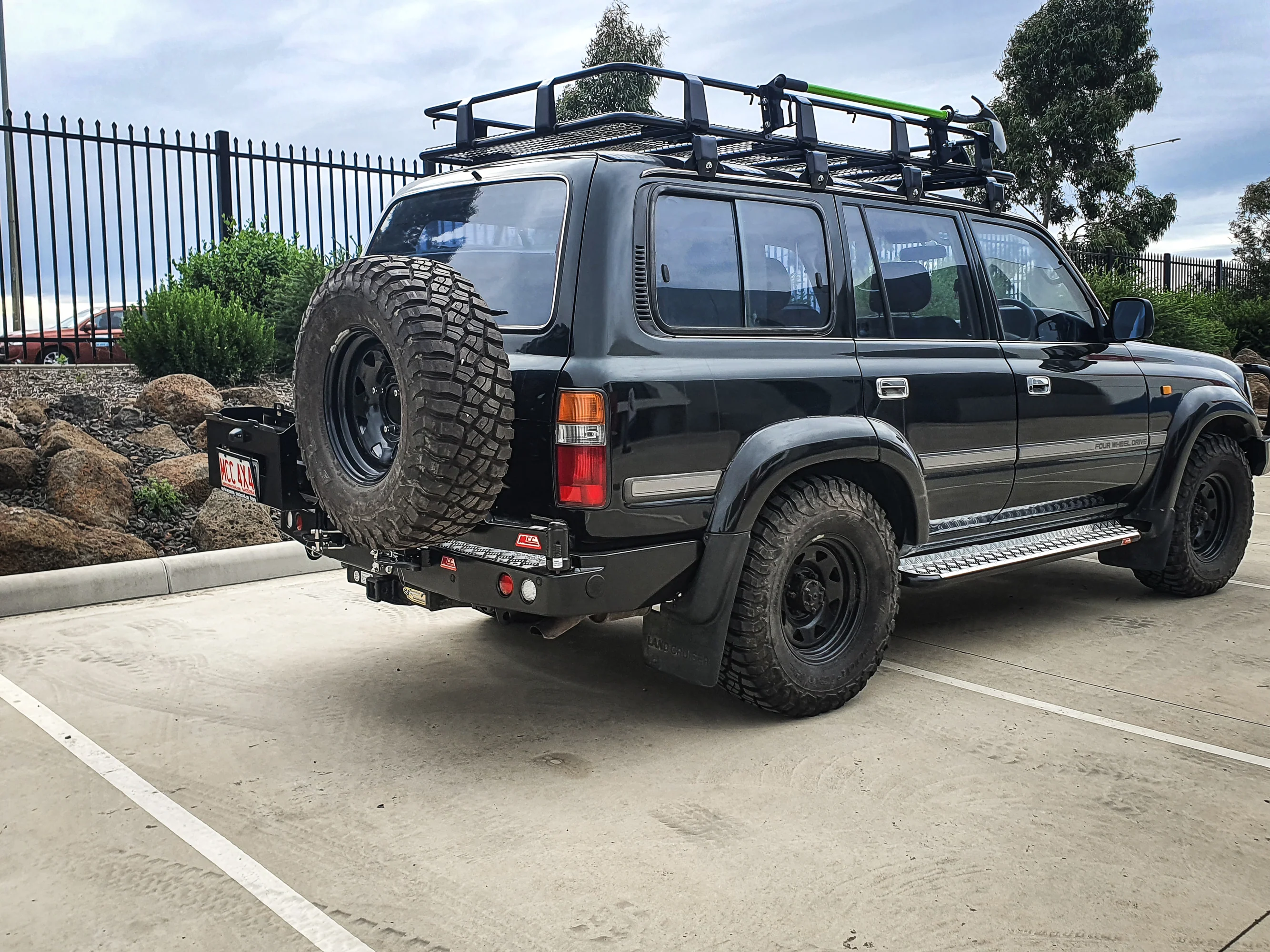 Land Cruiser 80 series 1990-1998 (GX or Non Flare) Wing 022-02 Rear Wheel Carrier Double Jerry Can Holder Package - SKU MCC-01006-202LPK3 - Image 2