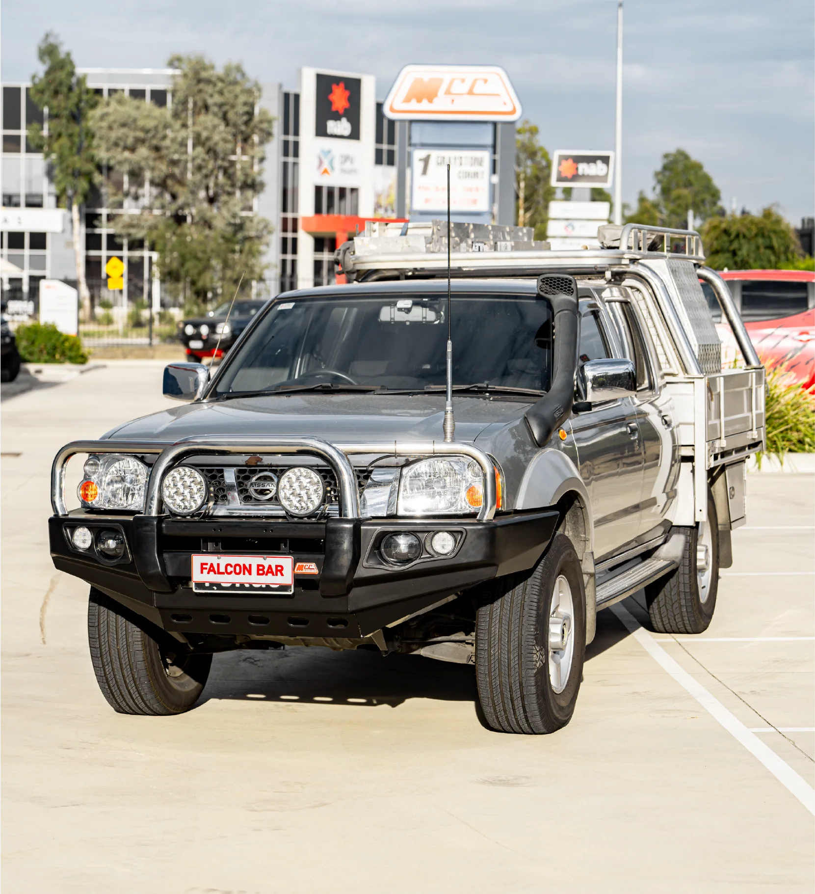 Navara D22 1997-2015 707-01 Falcon Bull Bar Triple Stainless Loops Package (LED Foglight) - SKU MCC-03008-701FOGUP - Image 4