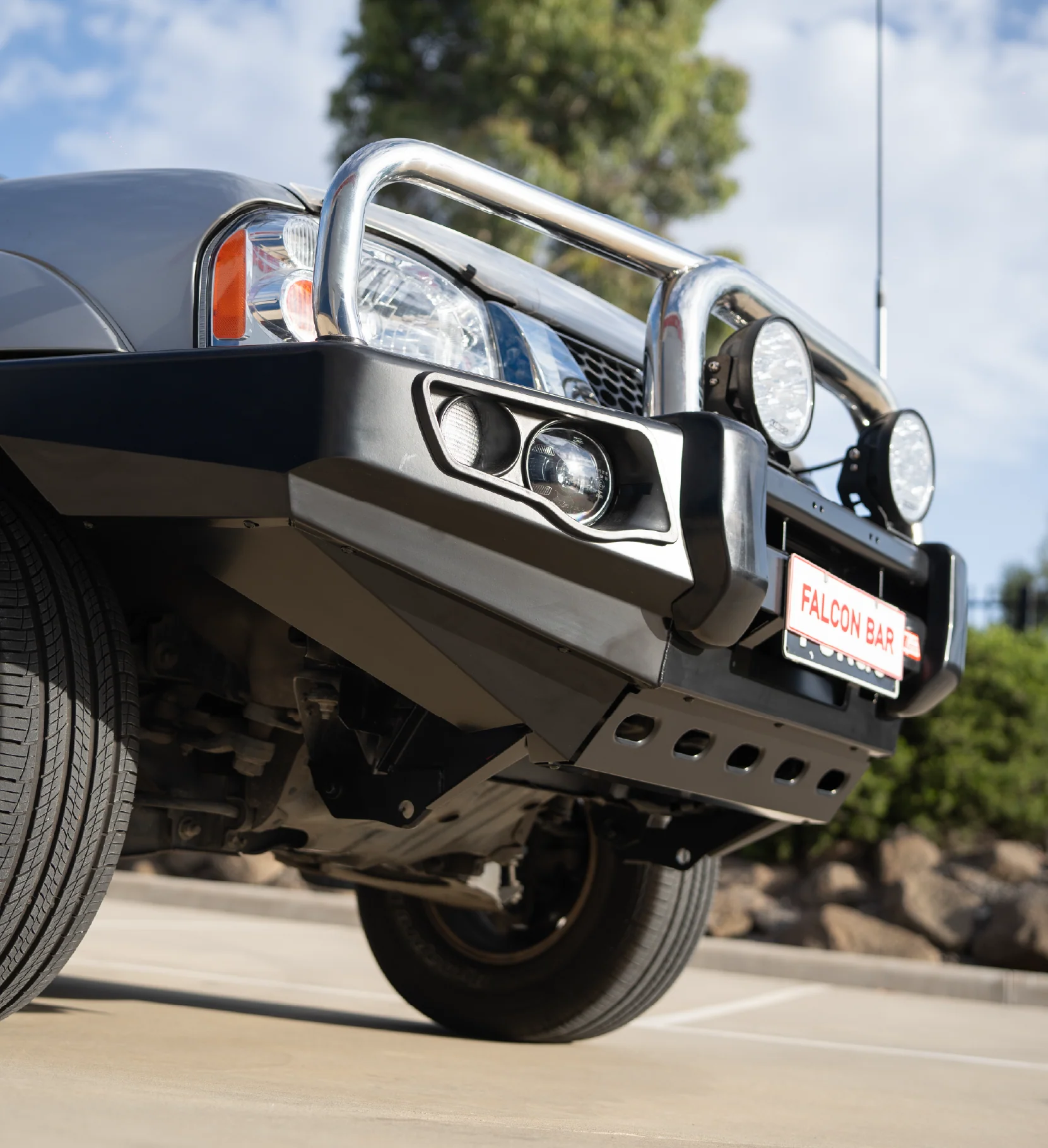 Navara D22 1997-2015 707-01 Falcon Bull Bar Triple Stainless Loops Package (LED Foglight) - SKU MCC-03008-701FOGUP - Image 5