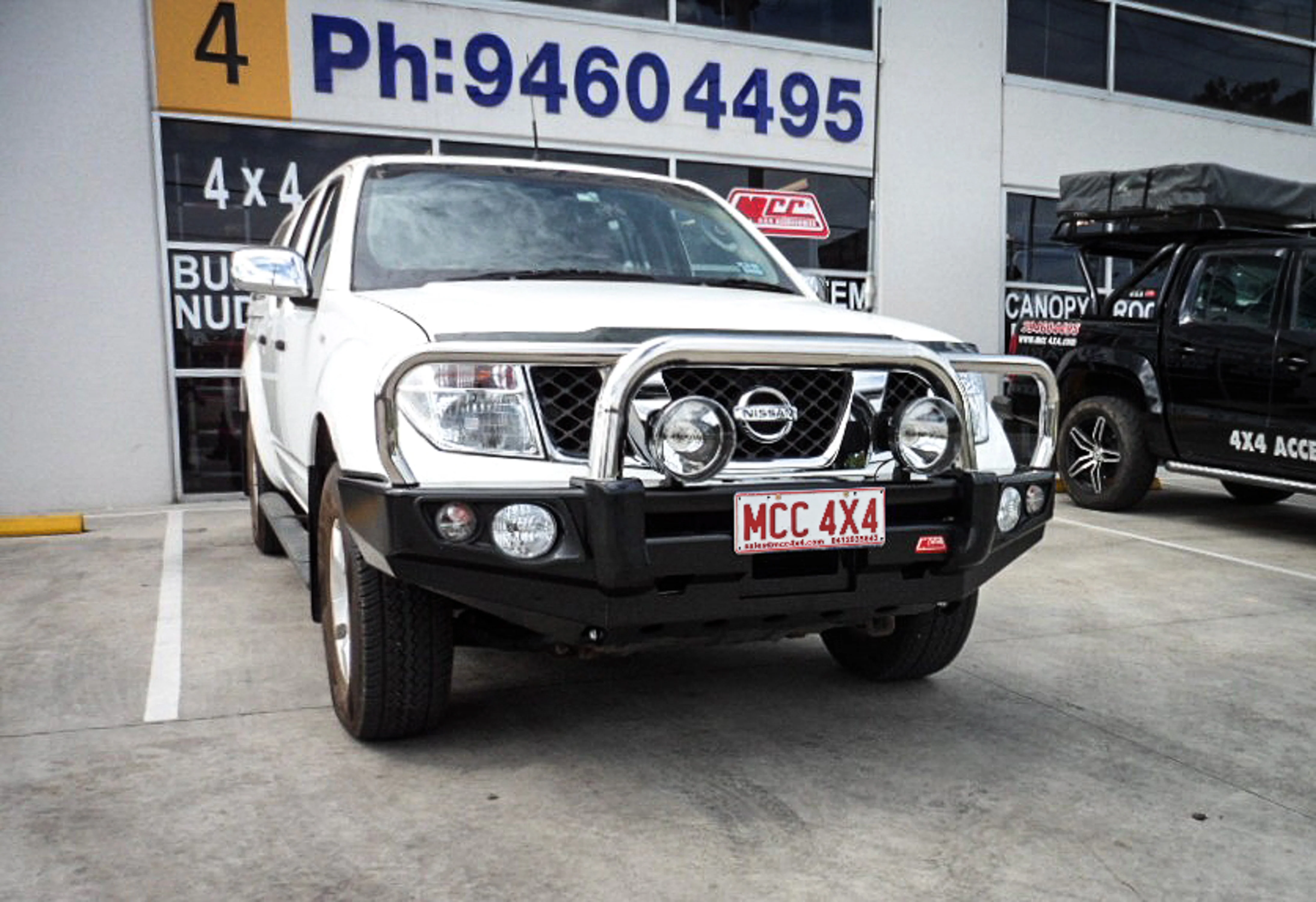 Navara D40 2005-2010 707-01 Falcon Bull Bar Triple Stainless Loops Package (LED Foglight) - SKU MCC-03006-701FOGUP - Image 2