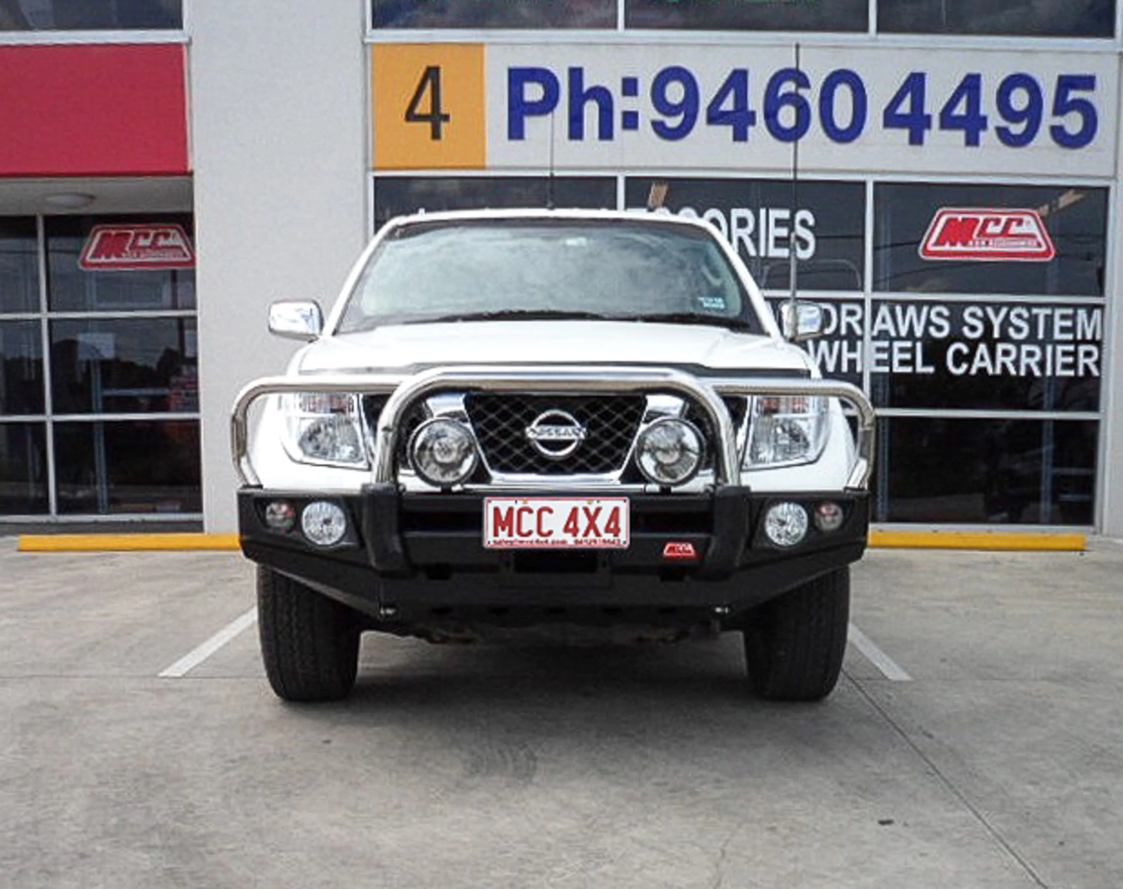 Navara D40 2005-2010 707-01 Falcon Bull Bar Triple Stainless Loops Package (LED Foglight) - SKU MCC-03006-701FOGUP - Image 3