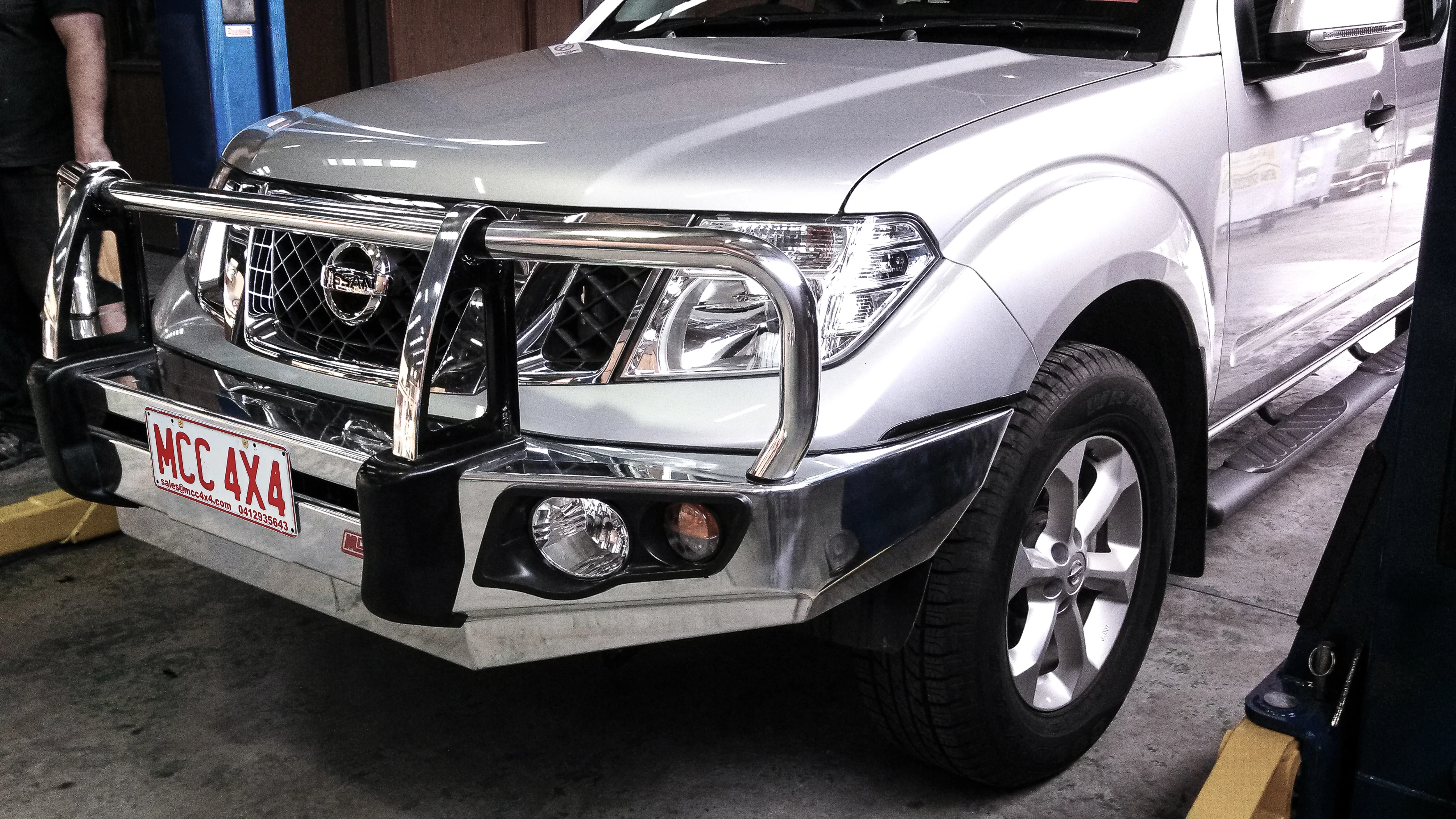Navara D40 2011-2015 707-02A Alloy Falcon Bull Bar Black A-Frame Package (LED Foglight) - SKU MCC-03007-702AW - Image 2