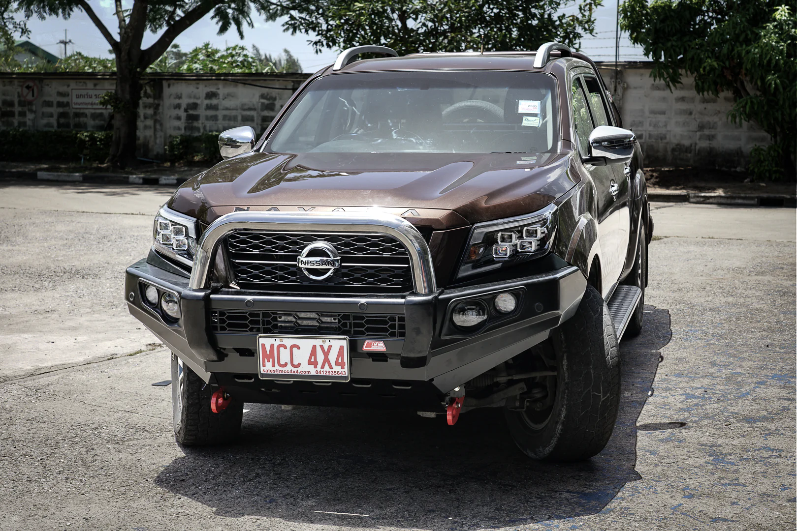 Navara Np300 2021-Present - 707-01 Falcon Bull Bar Single Stainless Loop Package (LED Foglight) IEB Compatible (Intelligent Emergency Braking) - SKU MCC-03014-701SSLFOG - Image 3