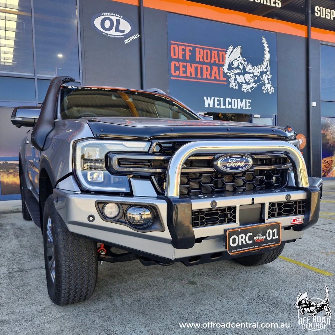 Next-Gen Ranger/Everest 2022-On - 707-01 Falcon Bull Bar Single Stainless Loop Package (LED Foglight) - SKU MCC-05010-701SSLFOG - Image 2