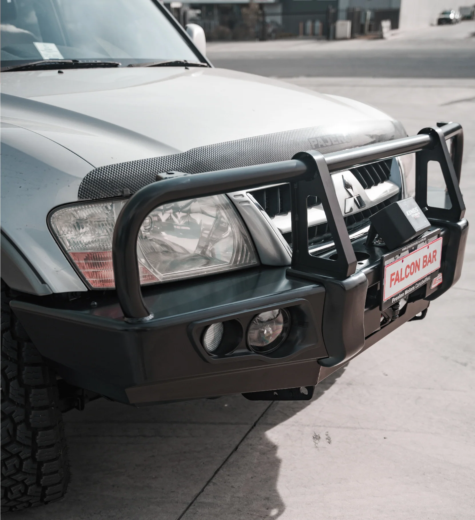 Pajero NM NP 1999-2006 707-02 Falcon Bull Bar Black A-Frame Package (LED Foglight) - SKU MCC-02005-702FOGUP - Image 10