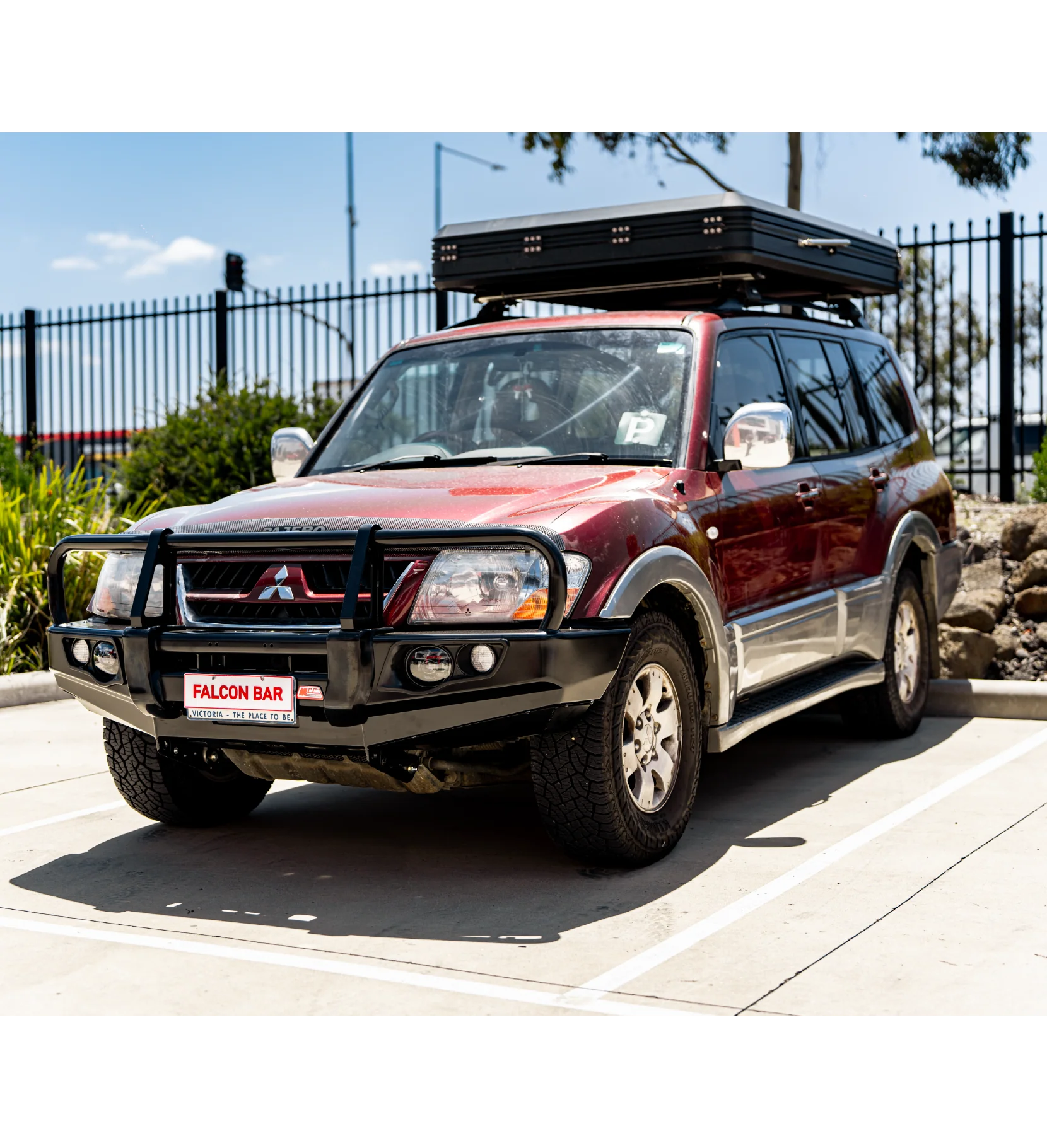 Pajero NM NP 1999-2006 707-02 Falcon Bull Bar Black A-Frame Package (LED Foglight) - SKU MCC-02005-702FOGUP - Image 2