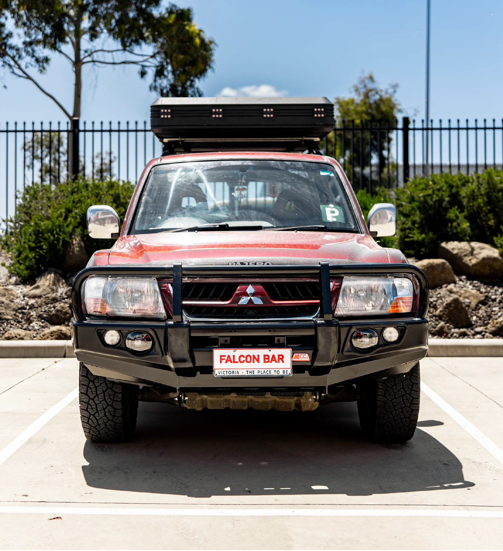 Pajero NM NP 1999-2006 707-02 Falcon Bull Bar Black A-Frame Package (LED Foglight) - SKU MCC-02005-702FOGUP - Image 3