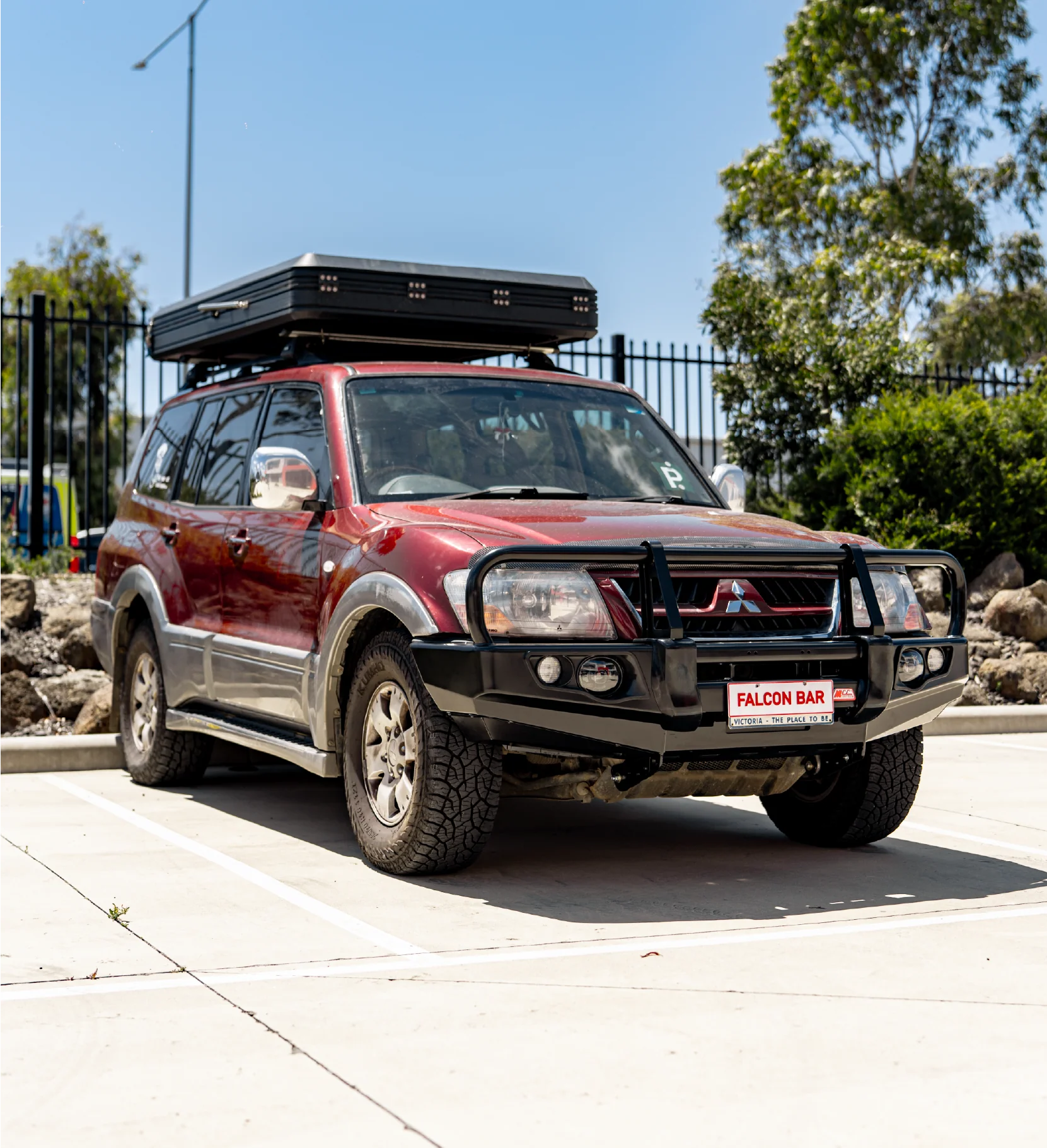 Pajero NM NP 1999-2006 707-02 Falcon Bull Bar Black A-Frame Package (LED Foglight) - SKU MCC-02005-702FOGUP - Image 4