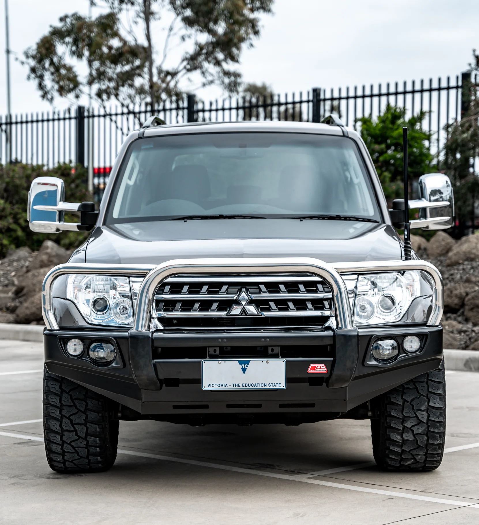 Pajero NS NX NT NW 2006-2021 707-01 Falcon Bull Bar Triple Stainless Loops Package (LED Foglight) - SKU MCC-02004-701FOGUP - Image 3