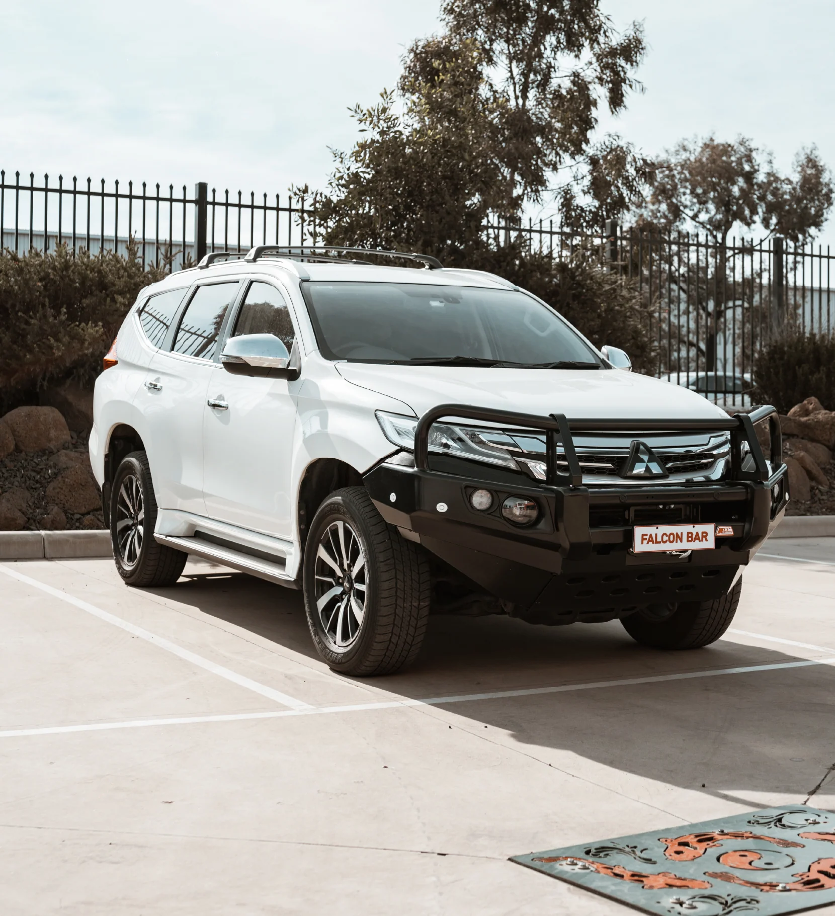 Pajero Sport QE 2015-2020 707-02 Falcon Bull Bar Black A-Frame Package (LED Foglight) - SKU MCC-02010-702FOGUP - Image 2