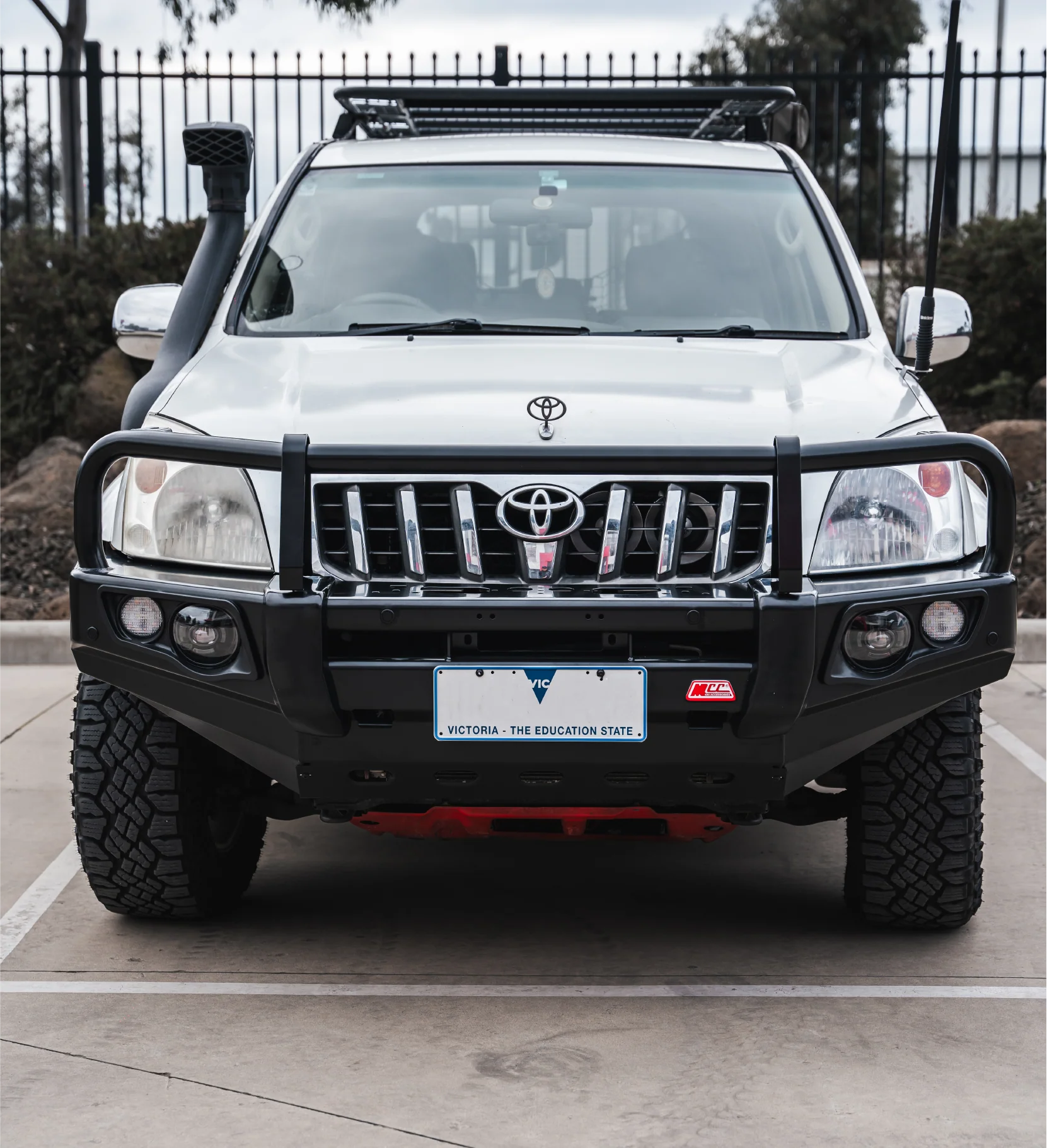 Prado 120 2002-2009 707-02 Falcon Bull Bar Black A-Frame Package (LED Foglight) - SKU MCC-01010-702FOGUP - Image 3