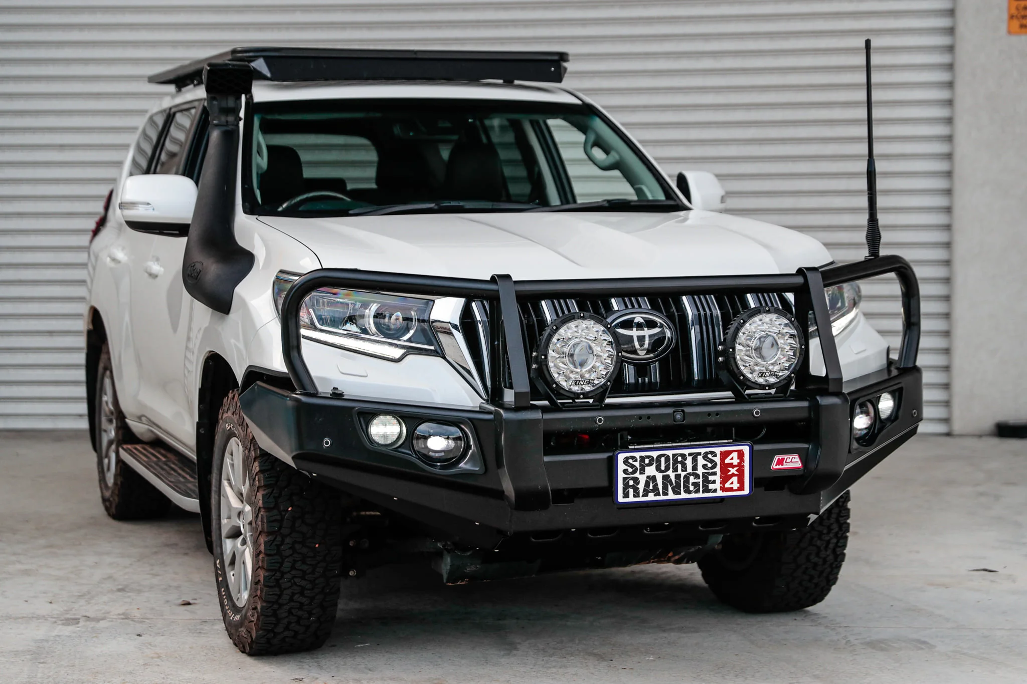 Prado 150 facelift 2017-Current (With Fog) 707-02 Falcon Bull Bar Black A-Frame Package (LED Foglight) - SKU MCC-01020-702FOGUP - Image 2
