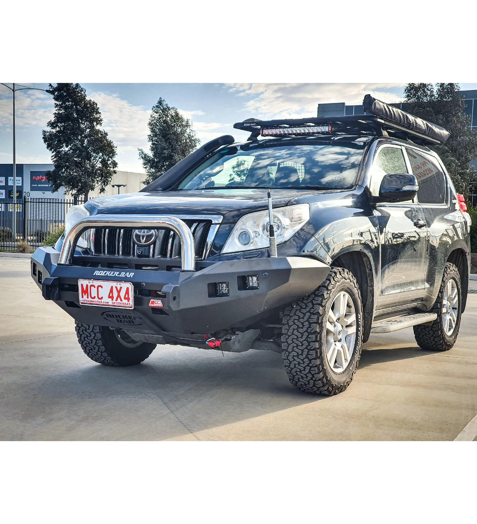 Prado 150 prefacelift 2009-2017 078-01SQSSL Rocker Bull Bar Single Stainless Loop Package - SKU MCC-01011-7801SQSSL - Image 4