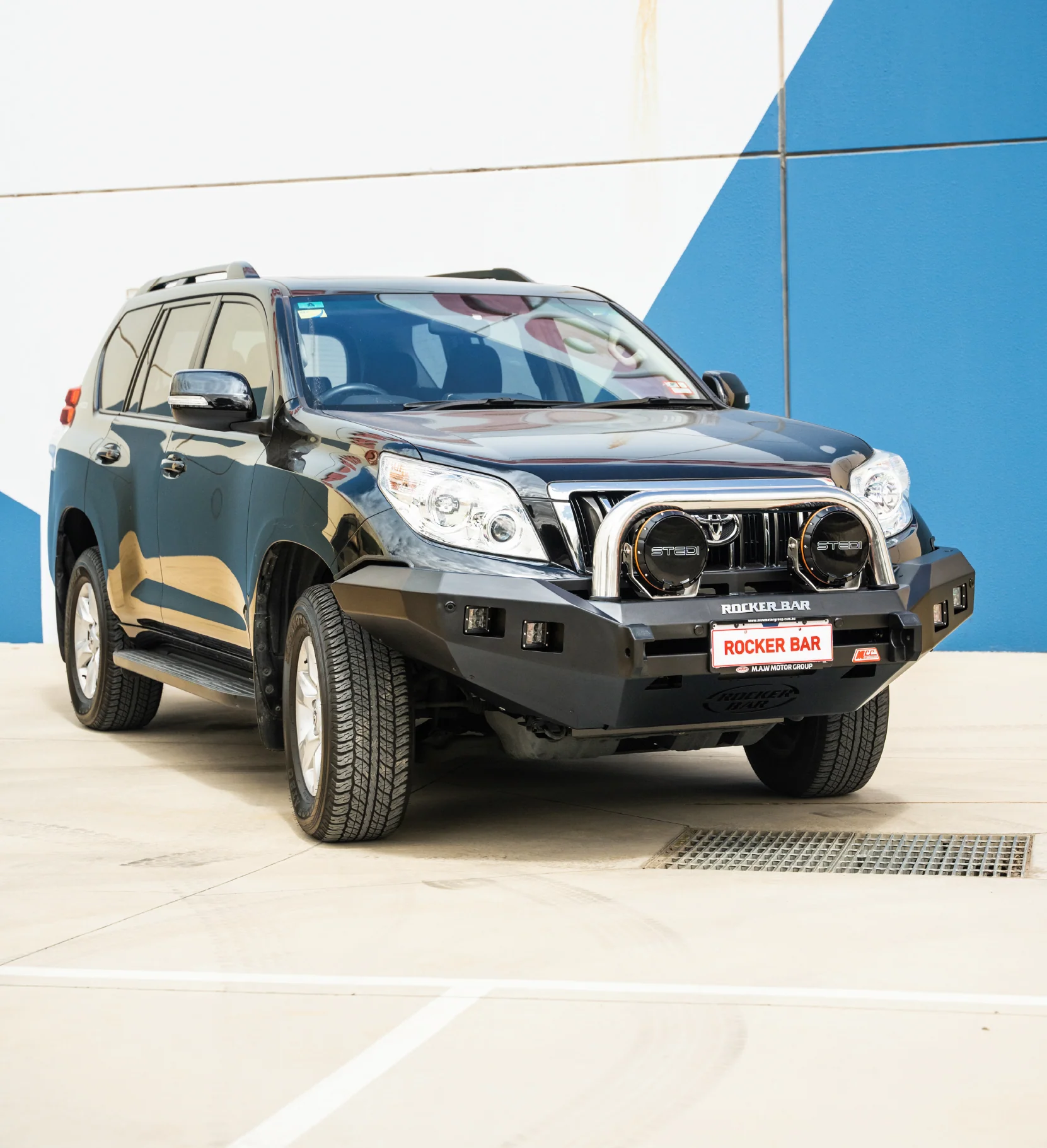Prado 150 prefacelift 2009-2017 078-01SQSBL Rocker Bull Bar Single Sand Black Loop Package - SKU MCC-01011-7801SQSBL - Image 2