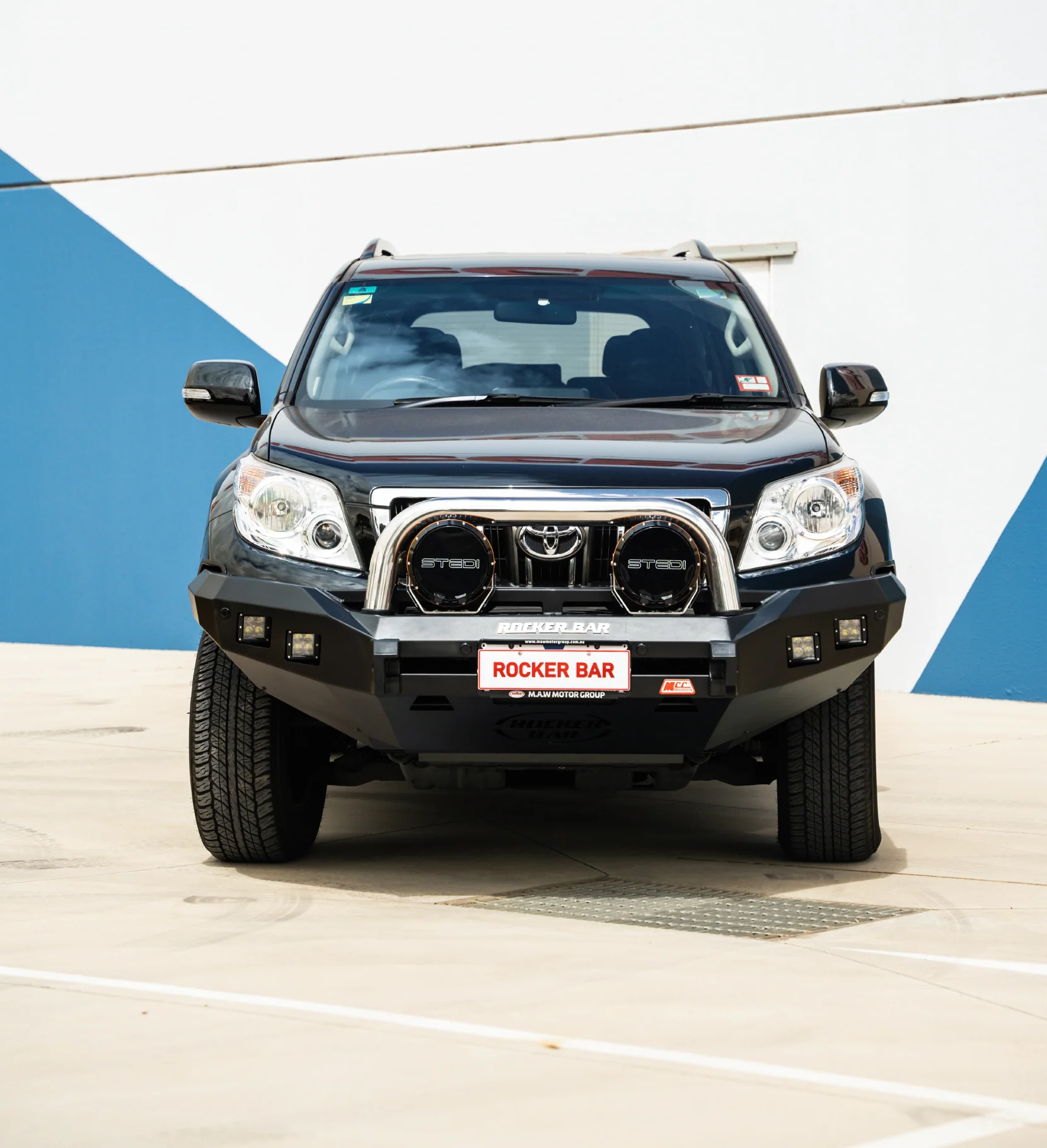 Prado 150 prefacelift 2009-2017 078-01SQSBL Rocker Bull Bar Single Sand Black Loop Package - SKU MCC-01011-7801SQSBL - Image 3